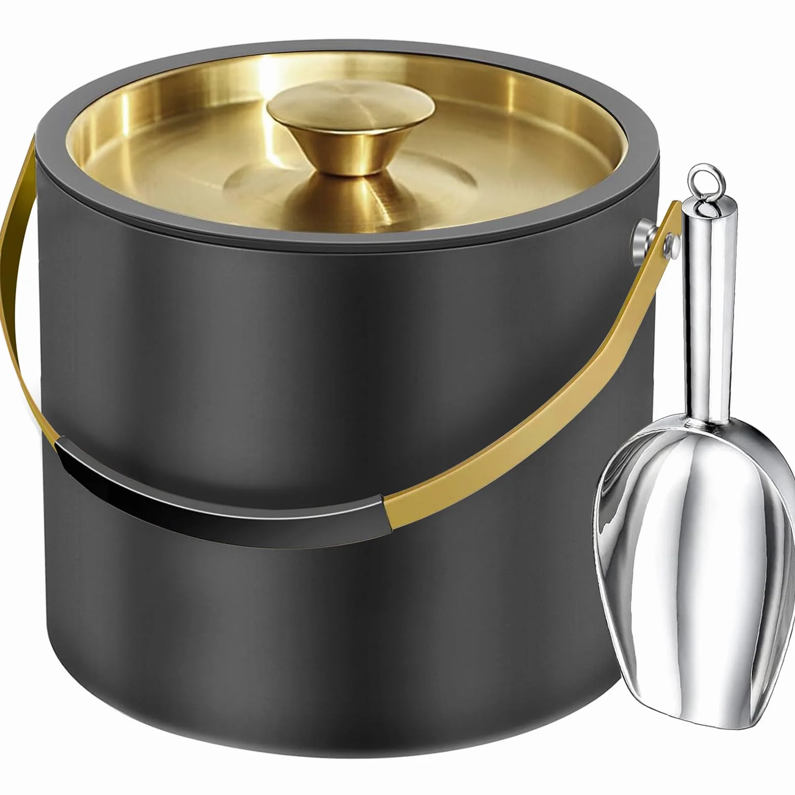 3.2L Cubitera Moderna Aislada con Tapa de Silicona, Pinzas, Colador, Cubitera de Acero Inoxidable de Doble Pared para Fiestas y Cocktail Bar, Ideal para Regalar