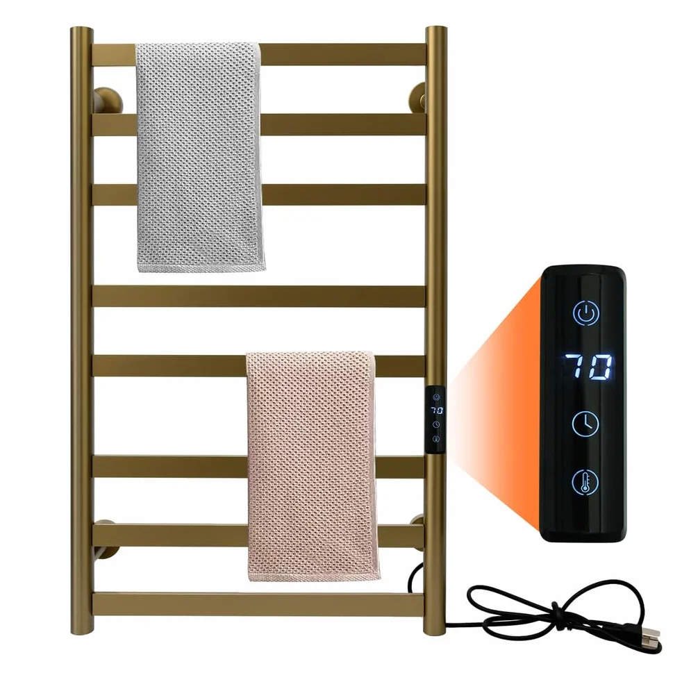 Toallero calentador, cepillado para baño, toallero eléctrico montado en la pared con control de temperatura y temporizador de 1 a 8, enchufable/cableado
