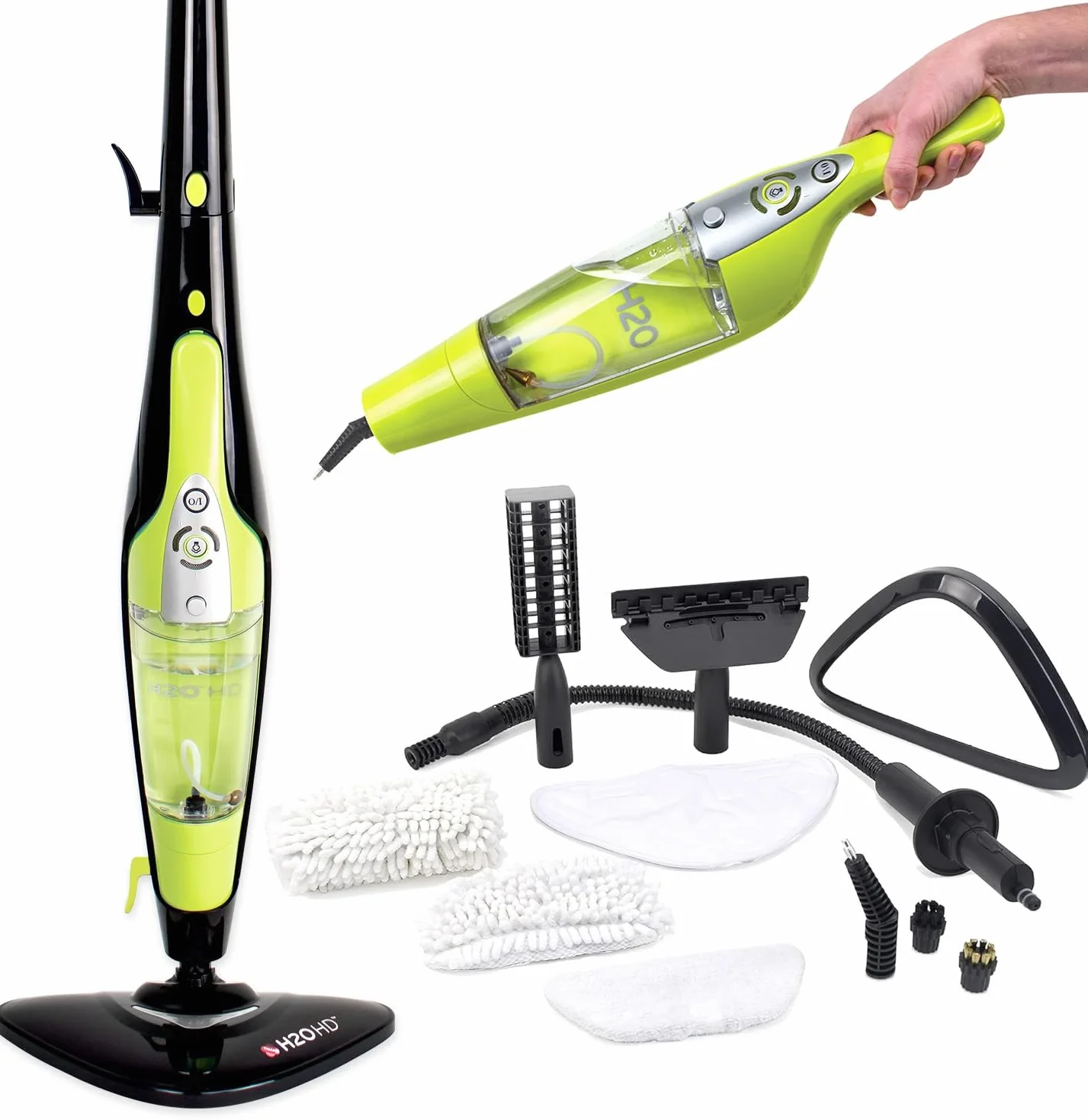 H2O HD Mopa a Vapor 5 en 1 y Limpiador de Mano | Para Suelos, Alfombras, Ventanas, Tapicerías, Cocinas y Baños