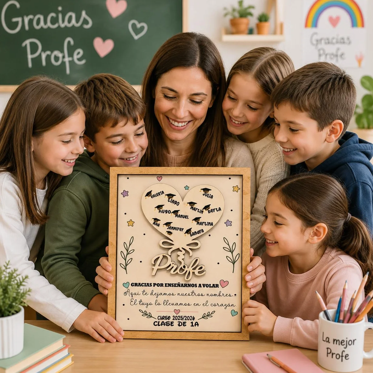 Regalo Personalizado para Profesora Infantil Guardería Acabados Premium Fácil Limpieza Fin de Curso
