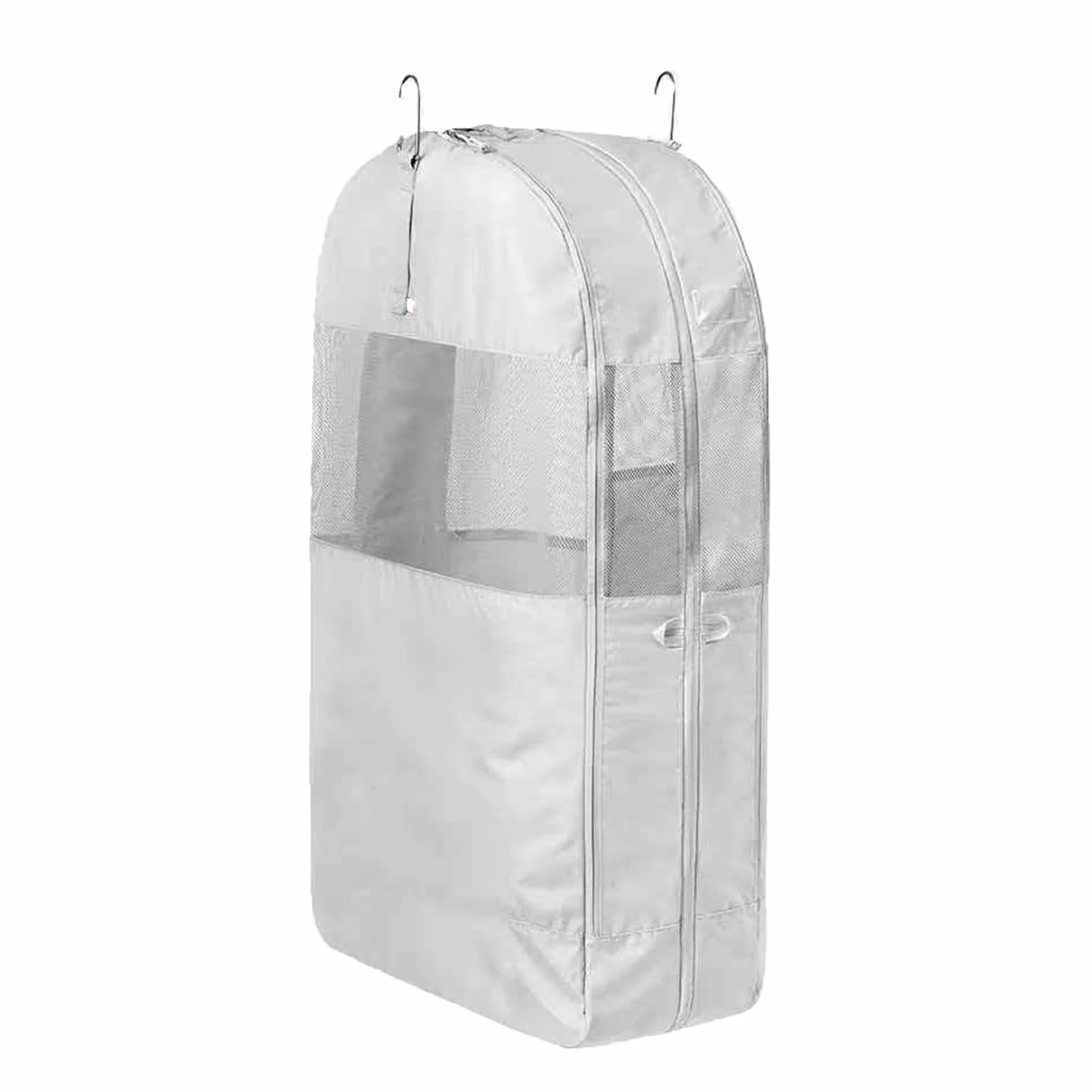 Nailon Fundas Ropa Armario Colgar Bolsas para Guardar Ropa | Malla Transpirable Cremallera Bolsillo Transparente Etiquetas para Abrigos Camisas(Gray)