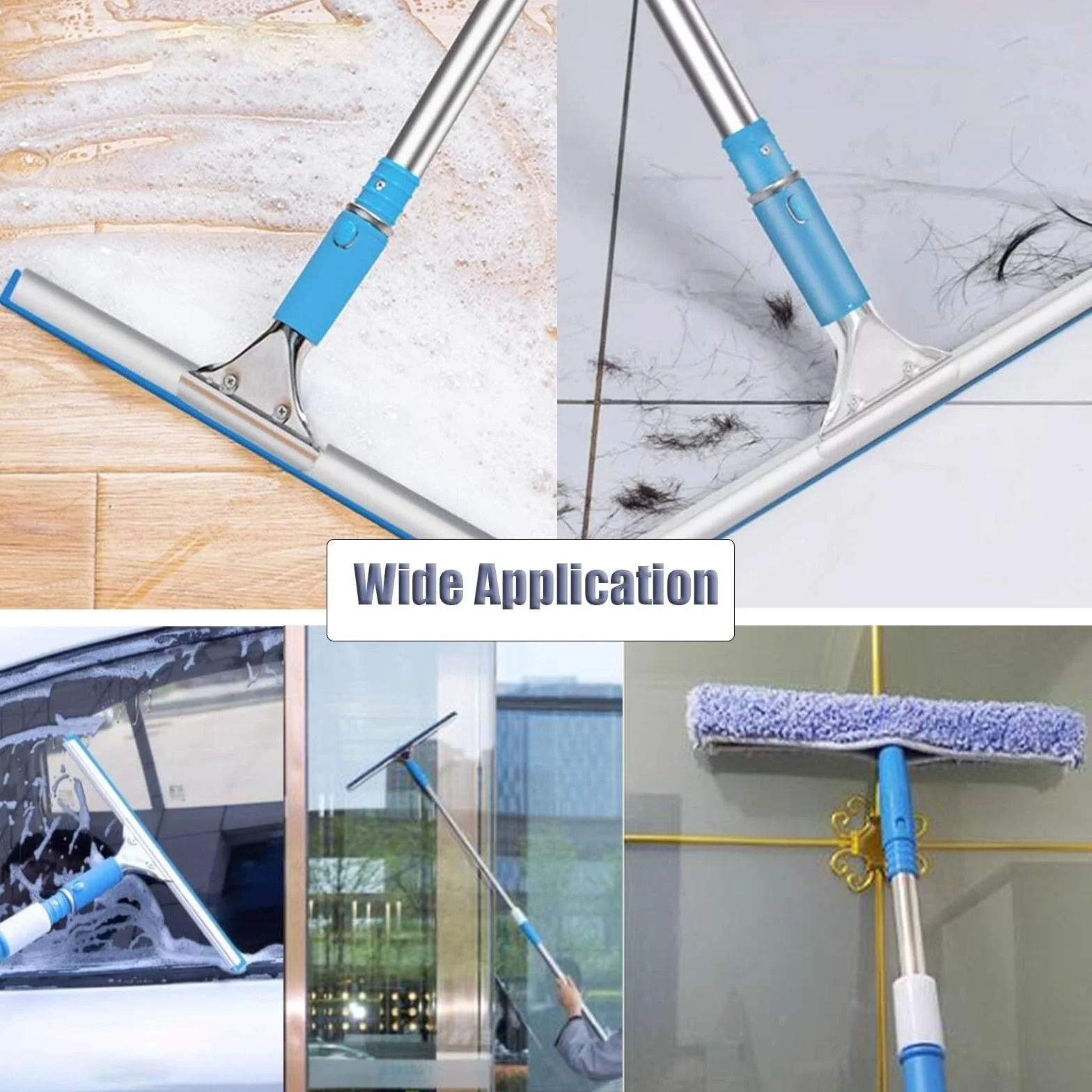 Limpiacristales Limpiador de Ventanas Rascador de Ventana Herramientas de Limpieza, 55 94 153 181 pulgadas de largo Telescópica Ventana Cleaner Pole con Scrubber Combo, para Gasolinera / Vidrio / Duch