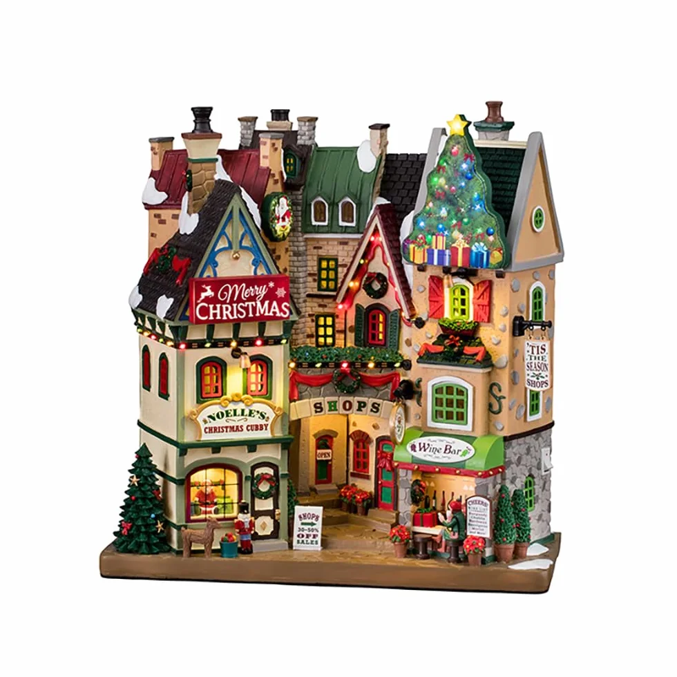 Lemax-15804 Navidad Christmas Village Facade: Tis The Season Shops, Multicolor (15804)