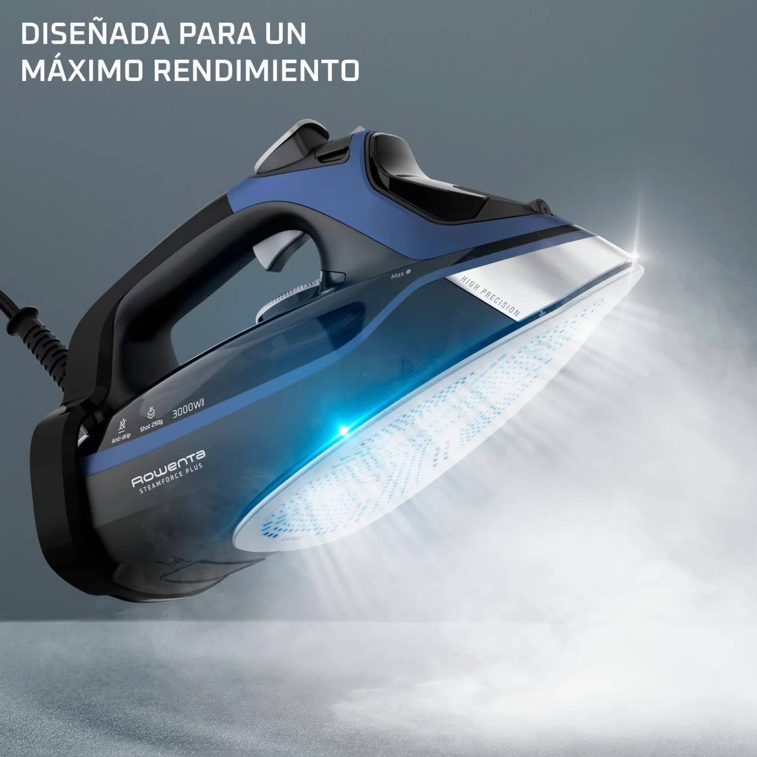 Rowenta SteamForce - Plancha de vapor 3000W, de 250 g/min y constante de 45 g/min, suela Microsteam400, acabado de acero inoxidable, sistema antigoteo, apagado automático, DW9411 (Reacondicionado)
