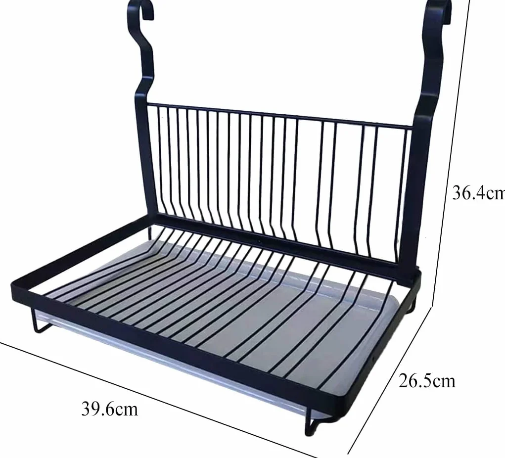 TentHome Escurreplatos Plegable de Pared de Acero Inoxidable con Bandeja Plastico, Escurridor Organizador de Platos de Cocina, Escurre Platos y Vasos, Secaplatos