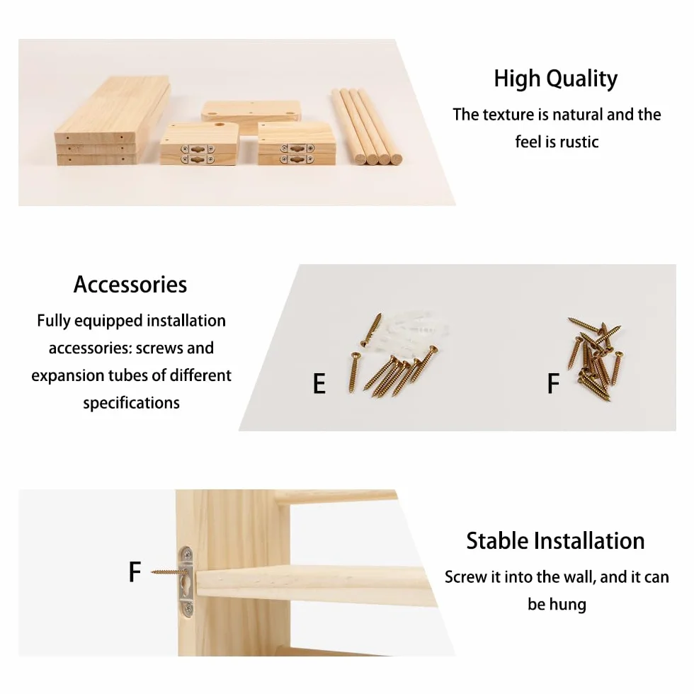3 Piezas 40cm Estantes Flotantes para Guardería Estanteria Libros con Barra Protectora Flotantes Baldas Pared Madera Pino Madera Estantes Organizadores de Libros für Libros de Cuentos,Revista