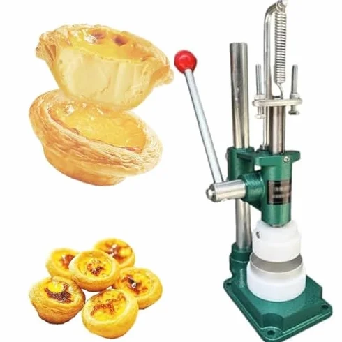 Prensa manual para tartas, máquina de corteza de pastel de huevo con base de hierro fundido y molde de grado alimenticio, mecanismo de palanca fácil para dar forma uniforme, herramienta antiadherente