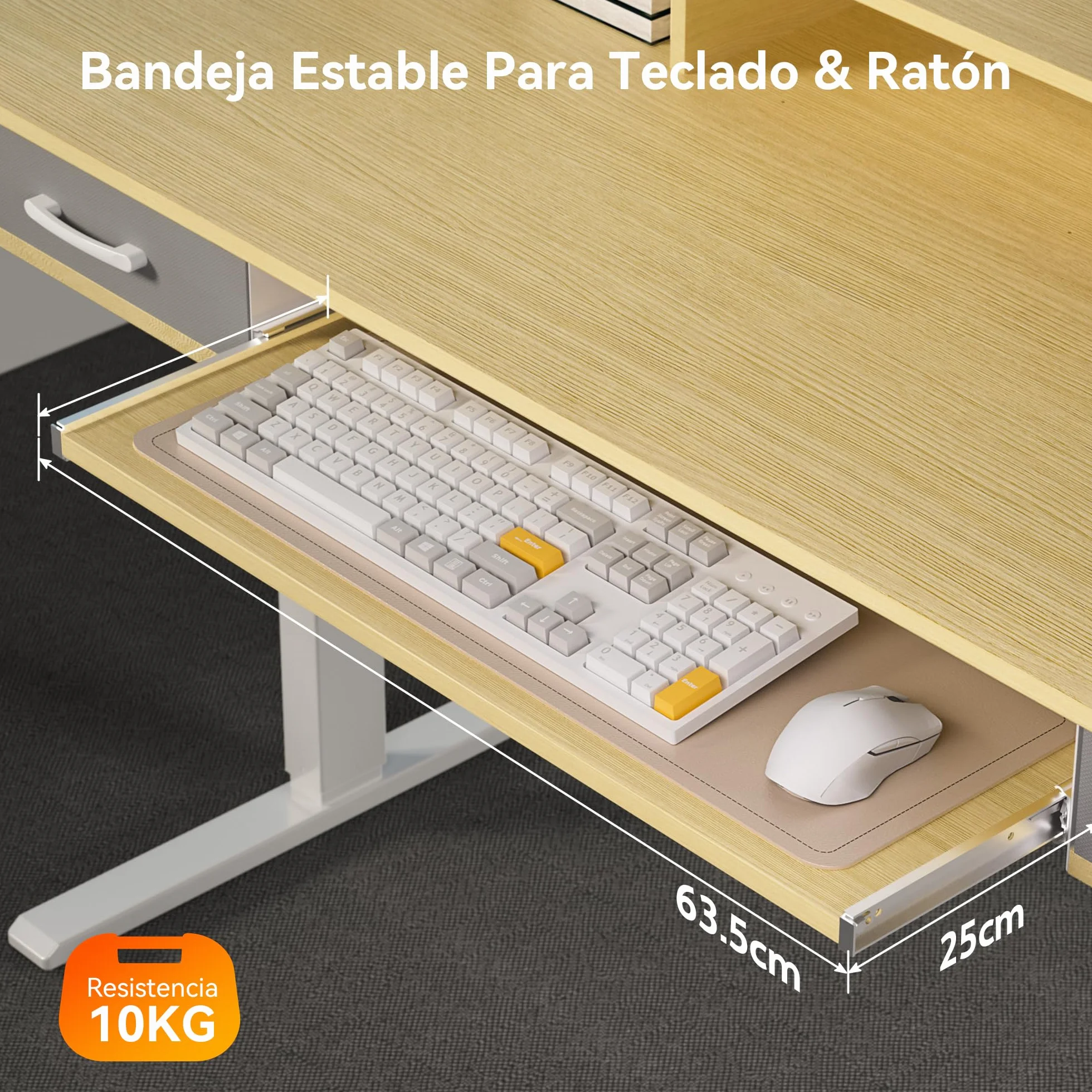 WALKINGDESK Escritorio Elevable Eléctrico con Bandeja para Teclado, 160 x 60 cm Escritorio Regulable en Altura, Mesa Elevable con Soporte Monitor, Mesa Ergonómico de Bipedestación, Roble