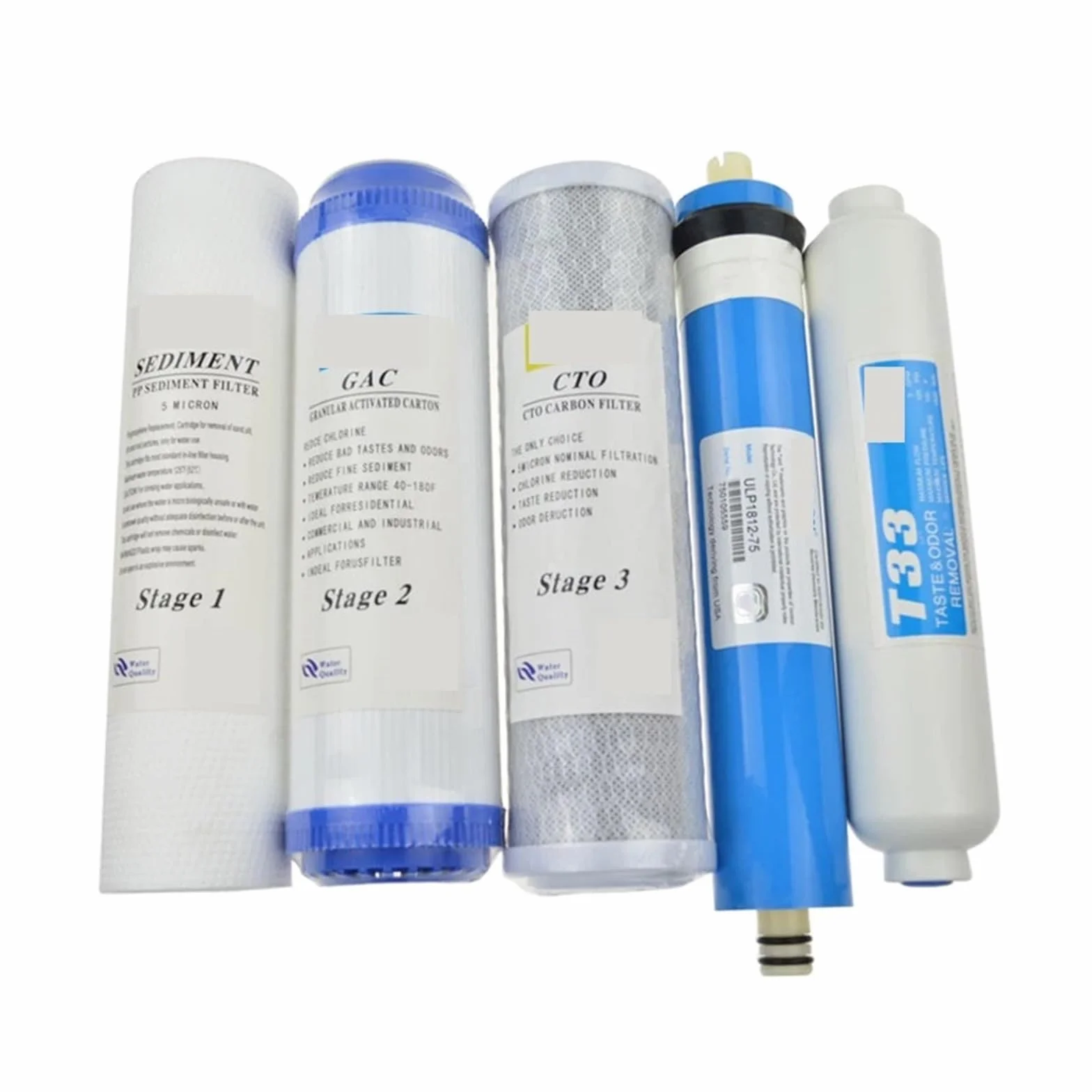 Purificador de agua Cartucho de filtro de 5 etapas Membrana RO de 75 Gpd | Filtros de agua del sistema de ósmosis inversa for el hogar