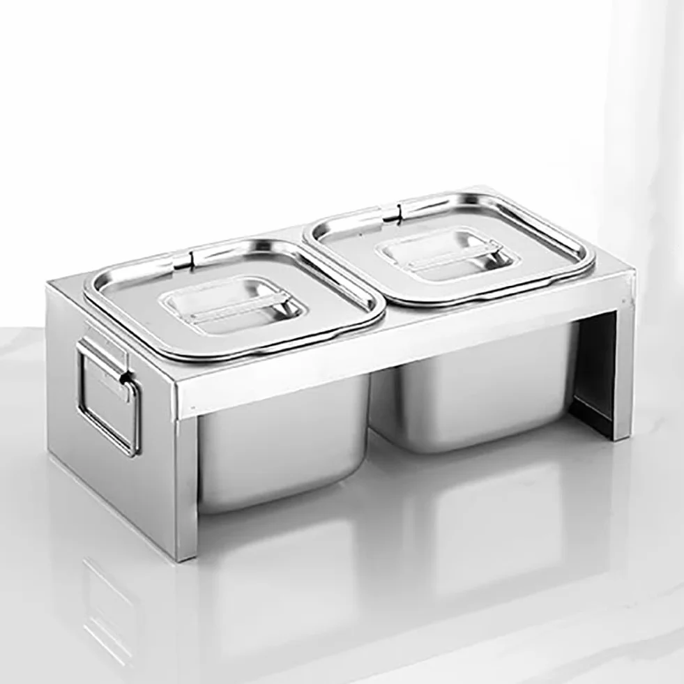 Juego de cajas de especias de acero inoxidable de gran capacidad, dispensador de especias para encimera con tapa y cuchara, organizador de almacenamiento de frutas y azúcar, accesorios para horno de