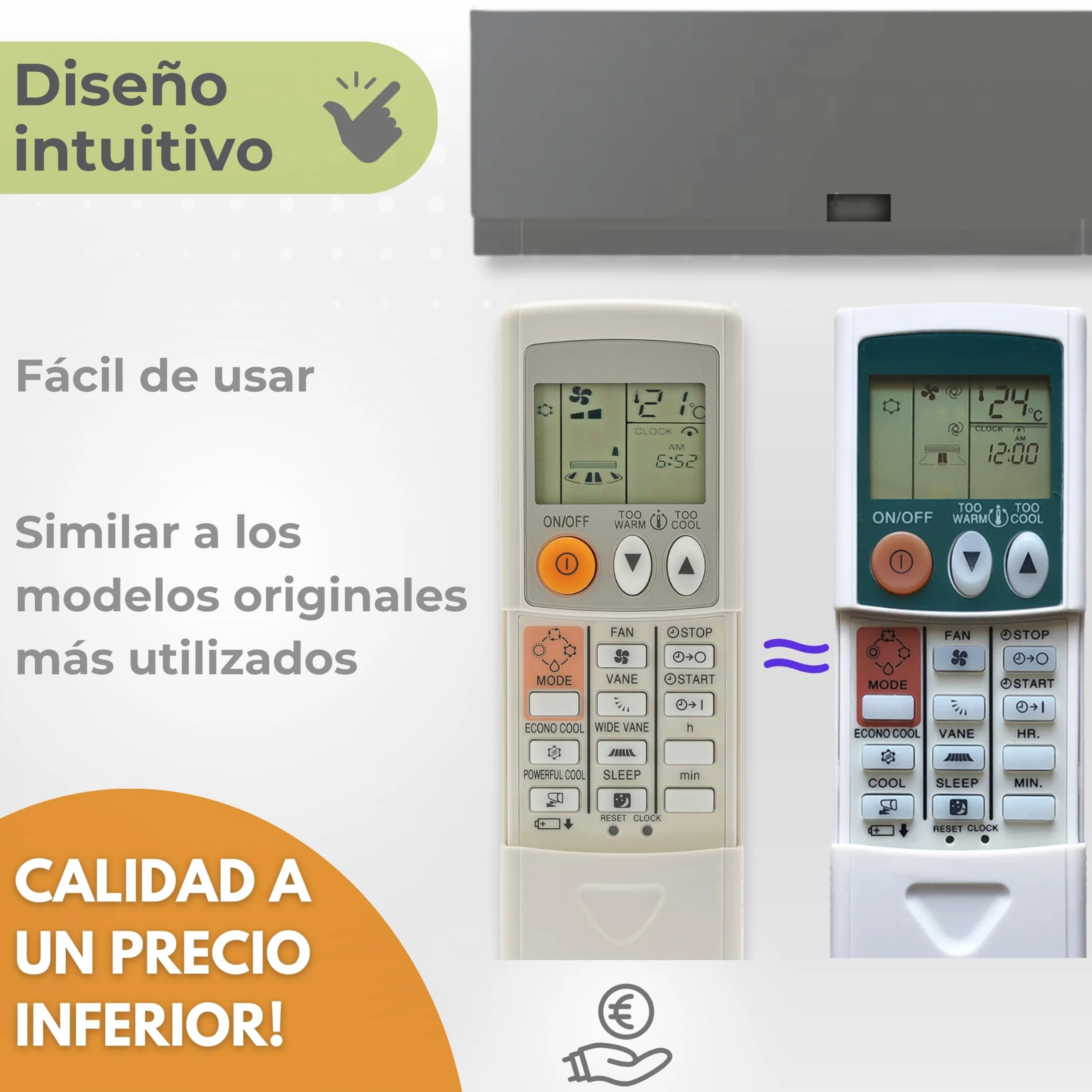 Wellclima Control Remoto Universal WEC-MI1 para Aire Acondicionado Mitsubishi