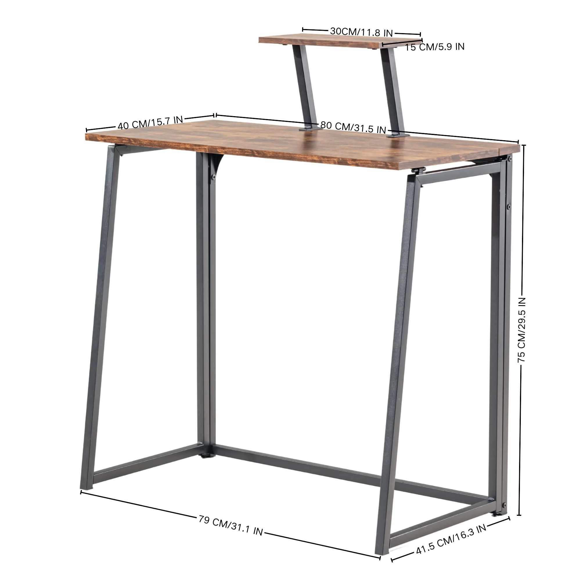 FurnitureR - Mesa Plegable Multiusos para Ocio Creativo, Superficie de Madera con Estante Elevado, Ideal para Dibujo, Artista, Ocio Creativo, fácil de Mover, 80 x 40 x 74 cm
