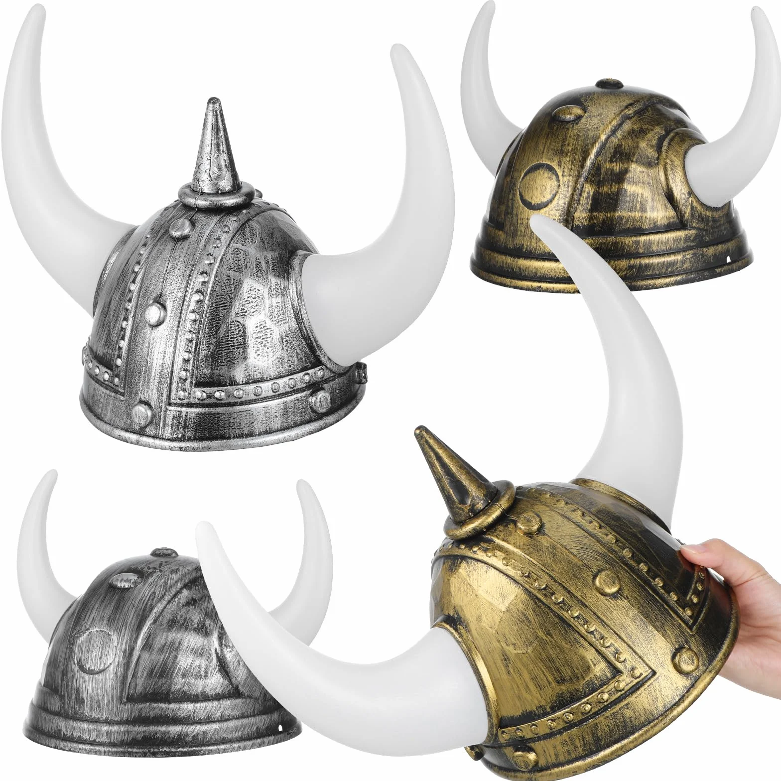 DOITOOL 4 sombreros vikingos con cuernos, casco medieval, accesorios de disfraz para Halloween, cosplay, carnaval y fiestas de festivales