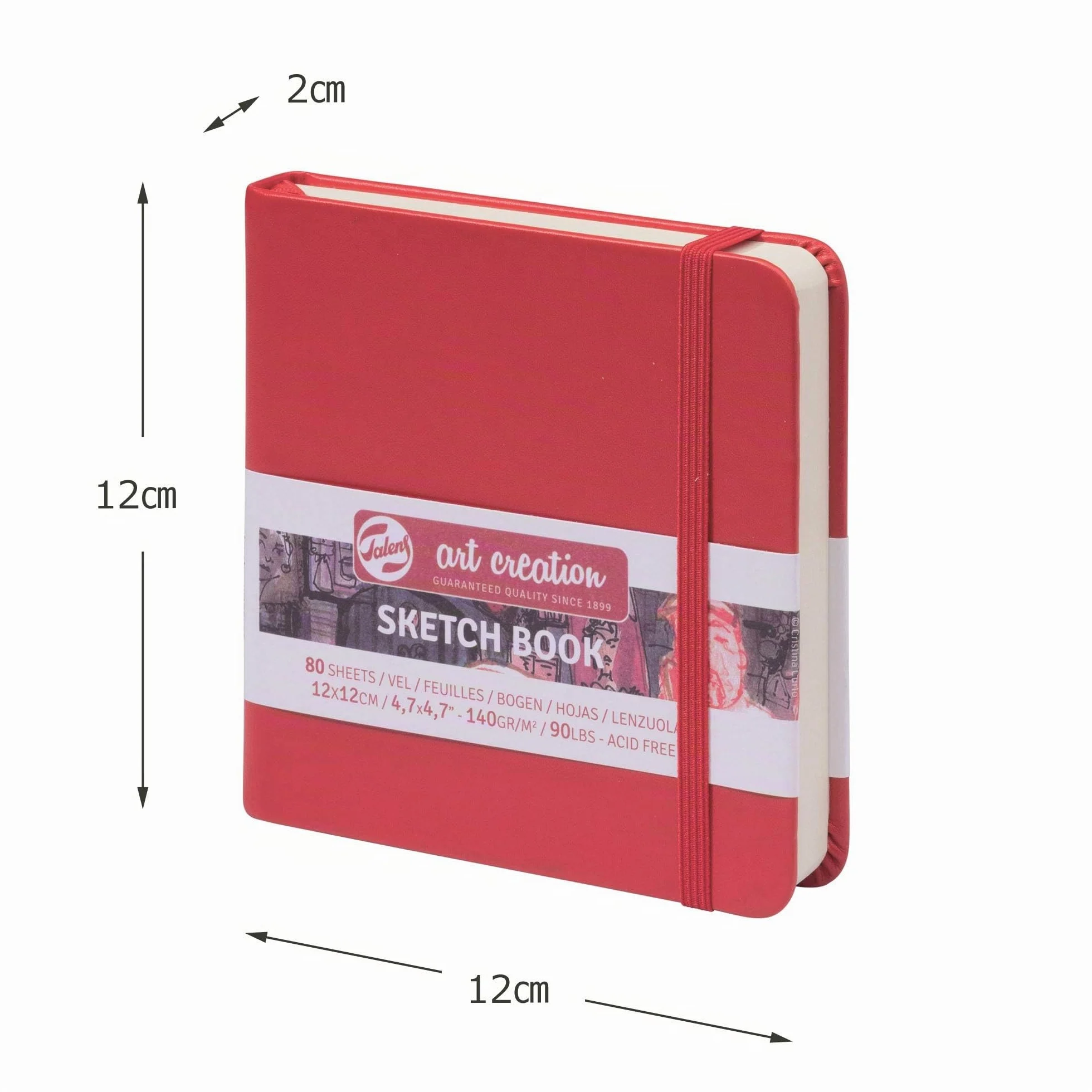 Talens Art Creation Sketchbook Rojo 12x12 cm 140g 80 Hojas Ácido Libre