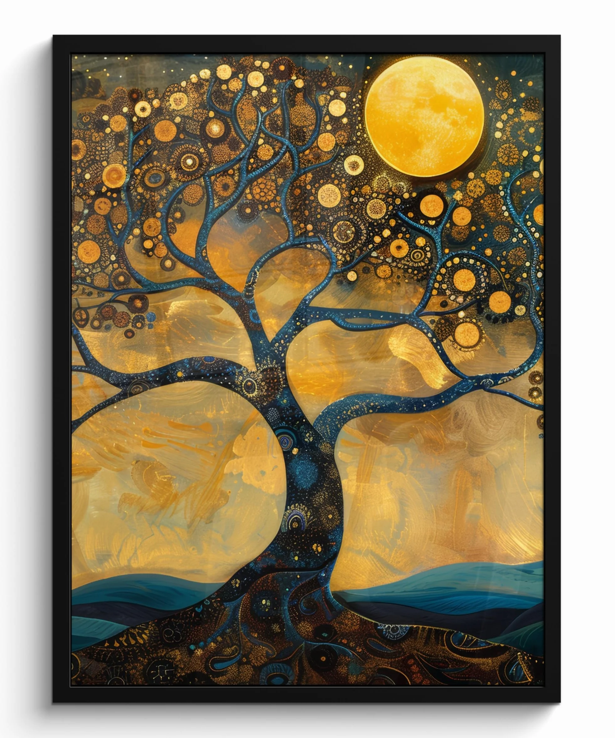 MuchoWow© Cuadros Con Marco 60x80 cm Decoración Cuadro Para Decorativa Cocina Quadros Decoração Sala Room Decor Casa Habitación Árbol - Industrial - Abstracto - Amarillo