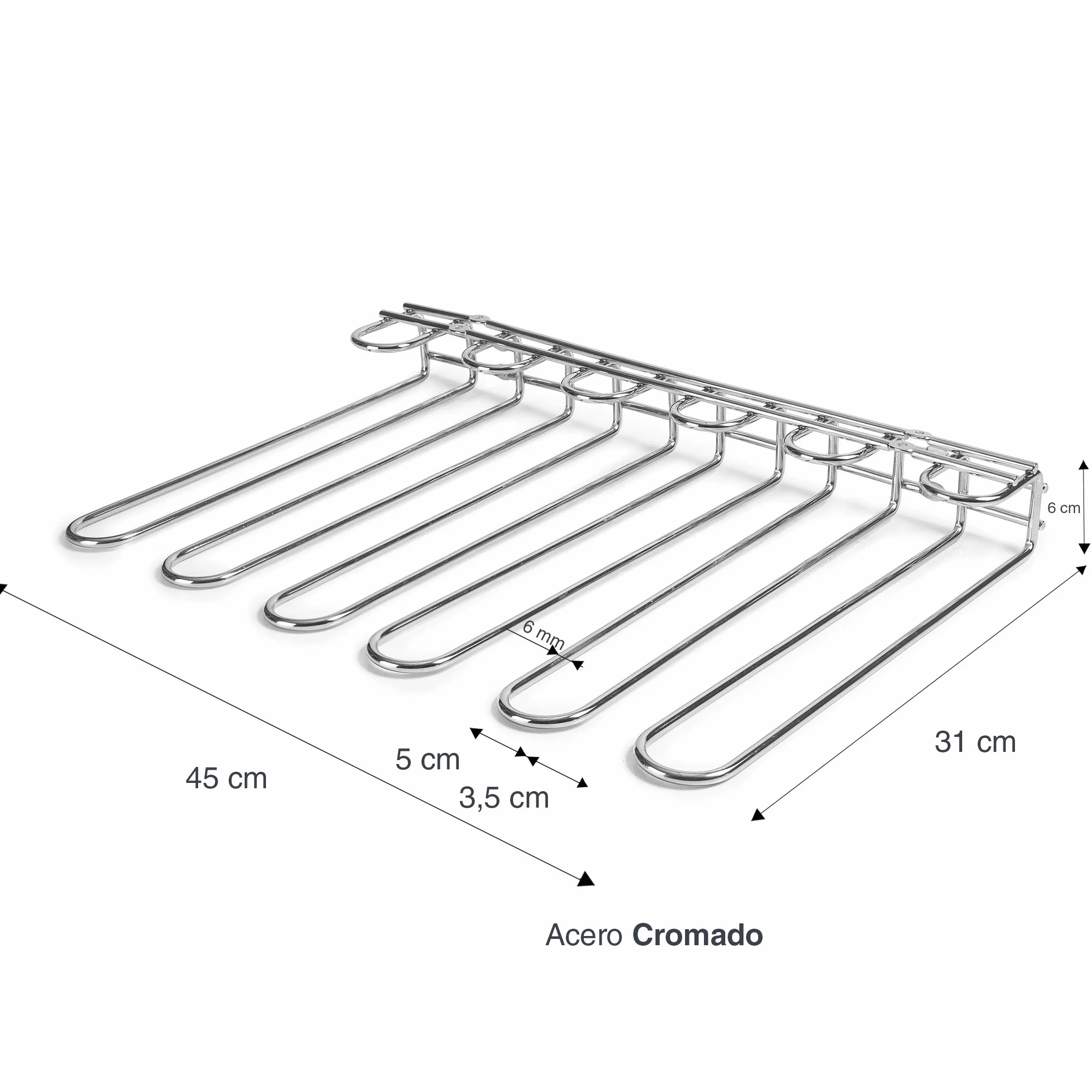 LACOR Colgador de Copas Acero Inoxidable Soporte Techo Pared 45 x 31 cm