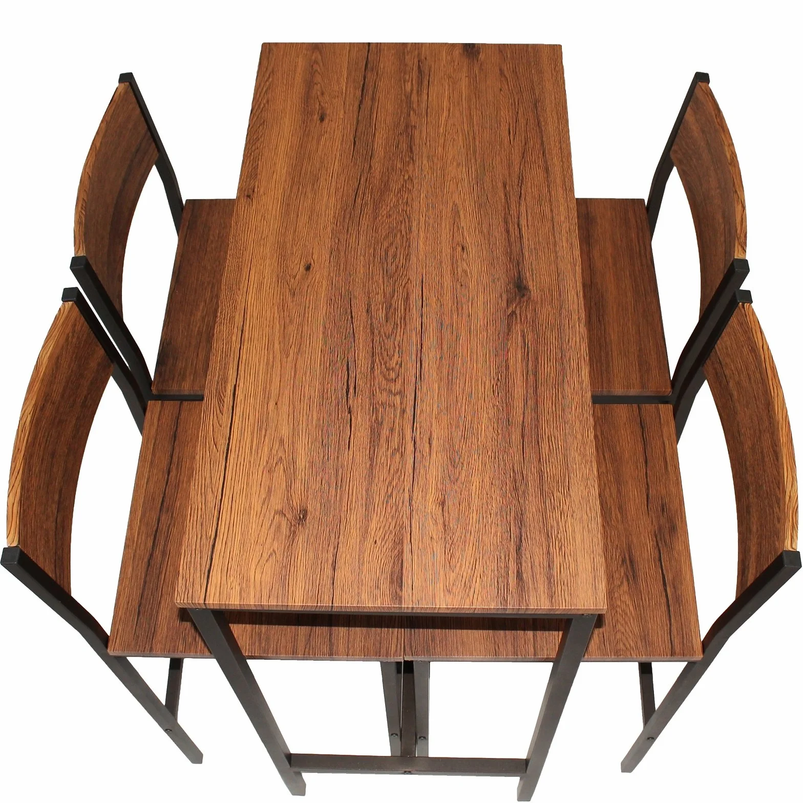 YELLOO Venice Set Mesa de Bar y 4 Taburetes Color Marron Design Sillas