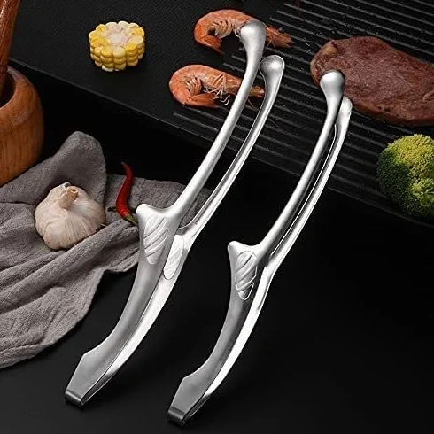 Pinzas de acero inoxidable para barbacoas japonesas y coreanas, perfectas para cocinar y cocinar a la parrilla, resistentes al calor, para servir y cocinar fácilmente