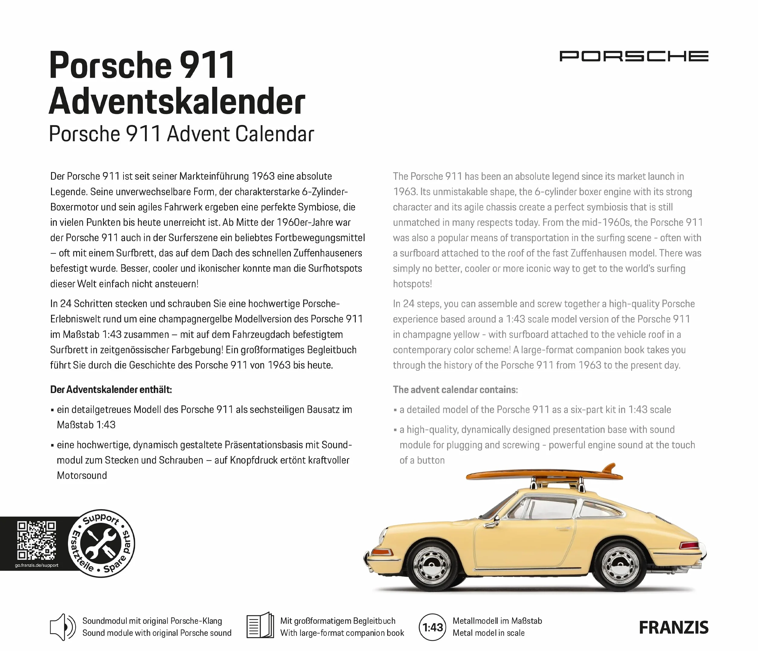 FRANZIS 67263 - Porsche 911 "Surfbrett" Adventskalender 1:43
