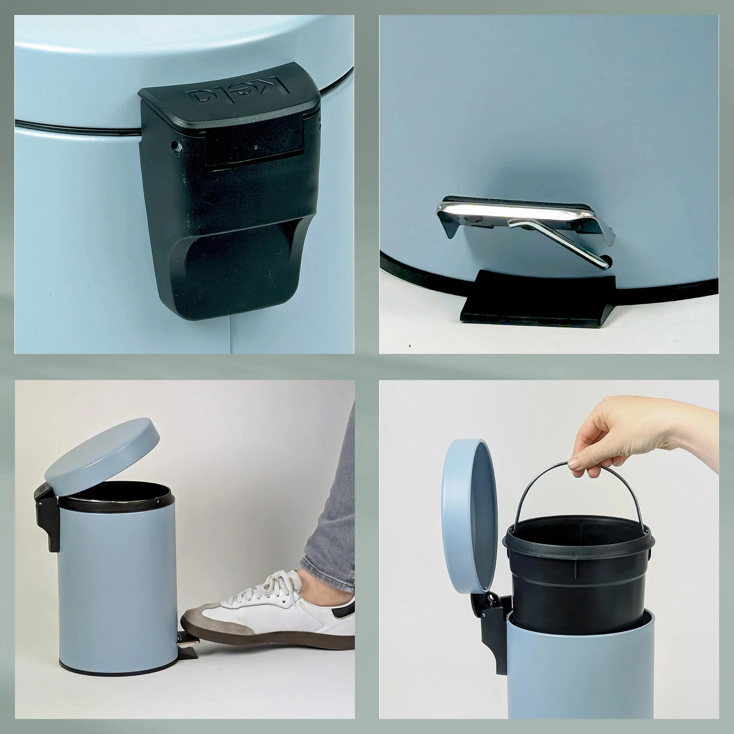 Cubo de basura con pedal MONACO azul hielo mate 3 l para baño