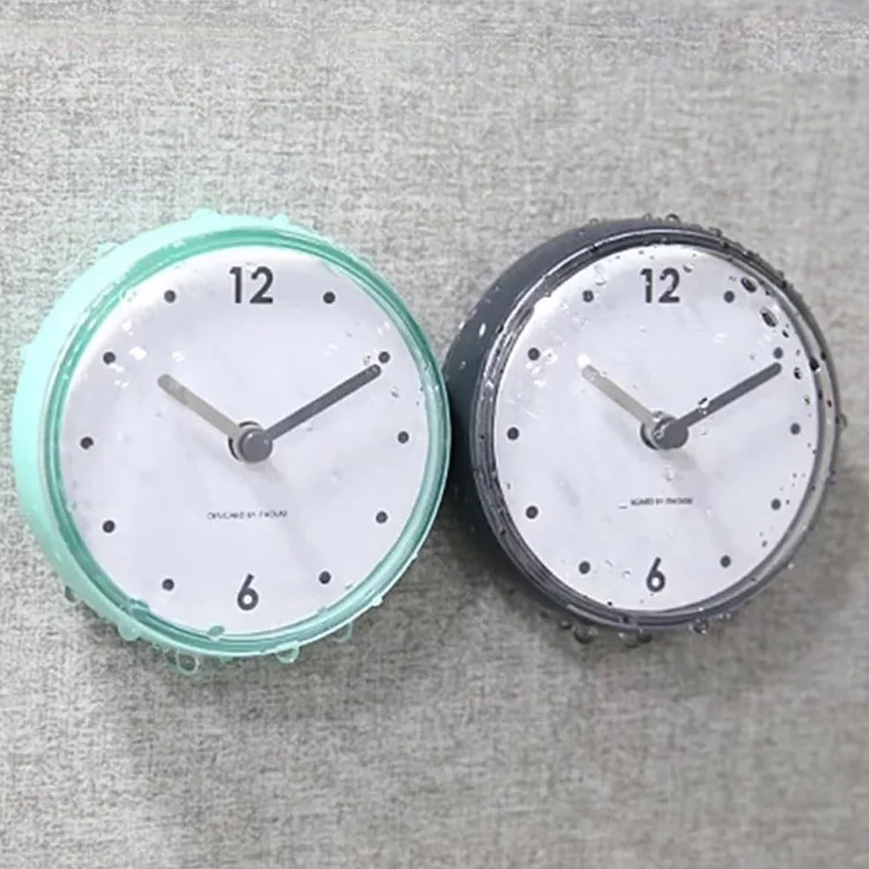 Reloj de Pared de Cuarzo Impermeable Antivaho Pequeño 7.5 cm Baño Espejo Ventosa