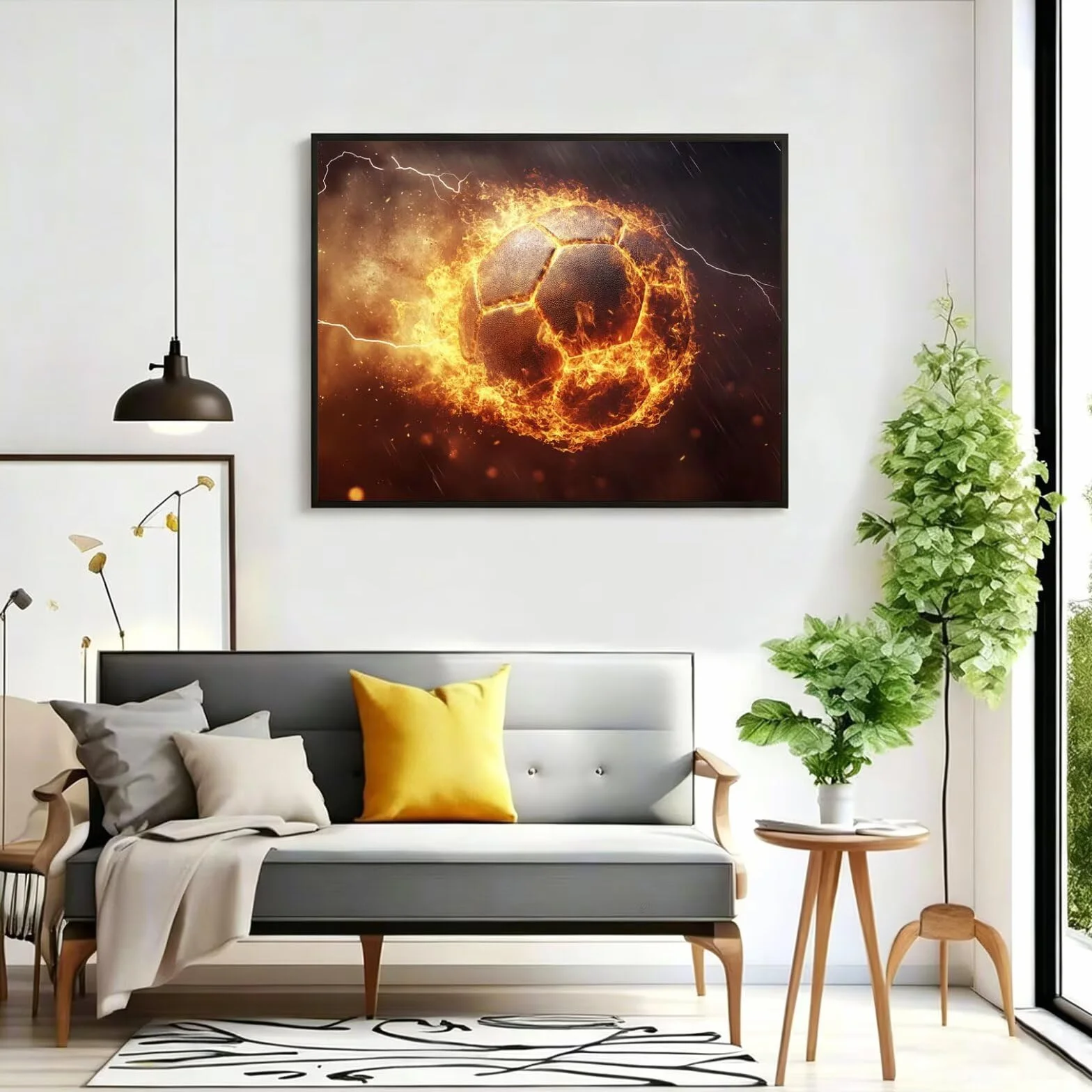 Pintar por Numeros fútbol Pinturas Acrilicas llama Pintura por Numeros Adultos Lienzos para Pintar, Pintura Acrilica Manualidades, Decoración para Hogar, Regalos Cumpleaños, 90x120cm Sin Marco, q-1000