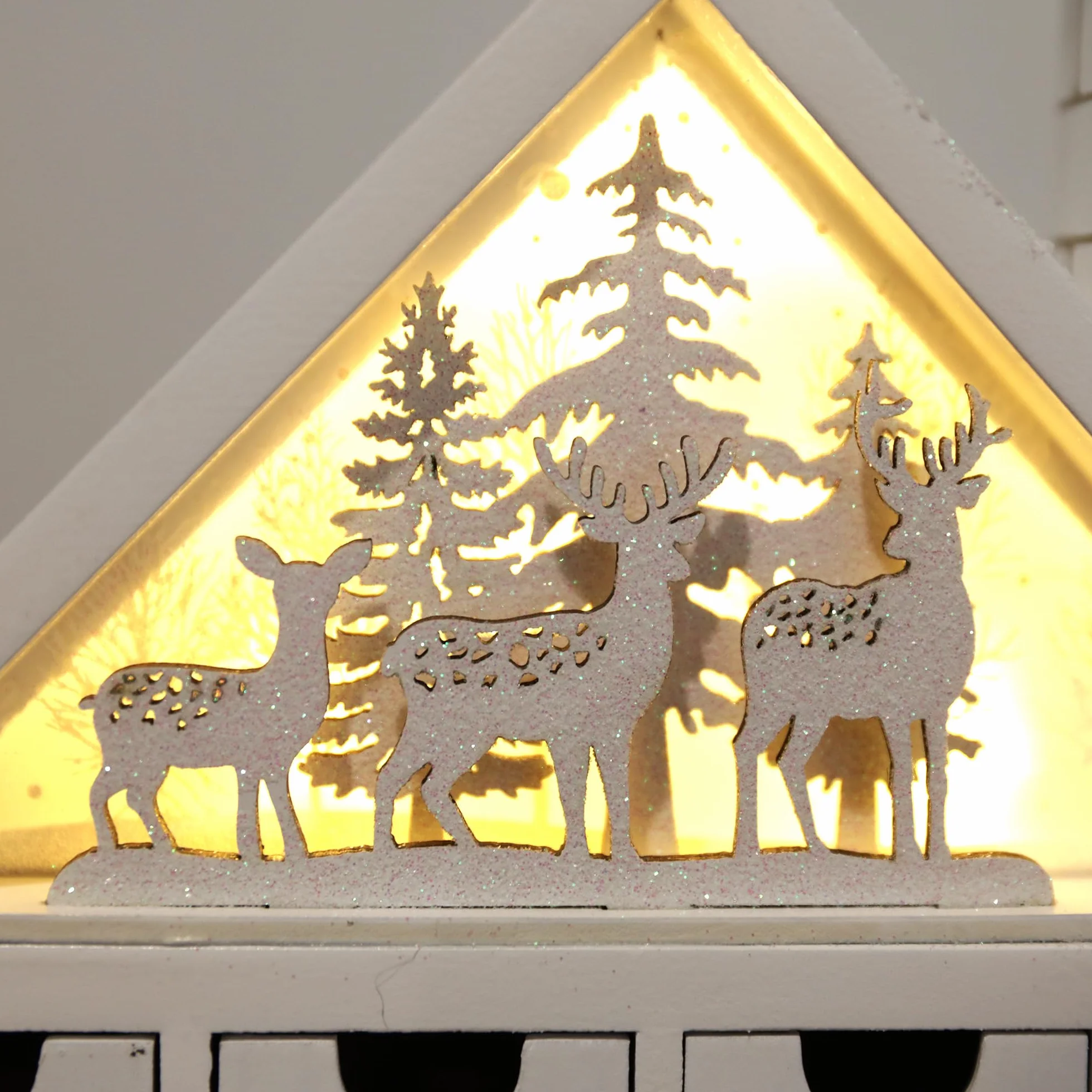 Calendario de Adviento de madera de Navidad con 24 cajones y luces LED Cuenta regresiva para la decoración de Navidad (bosque blanco)