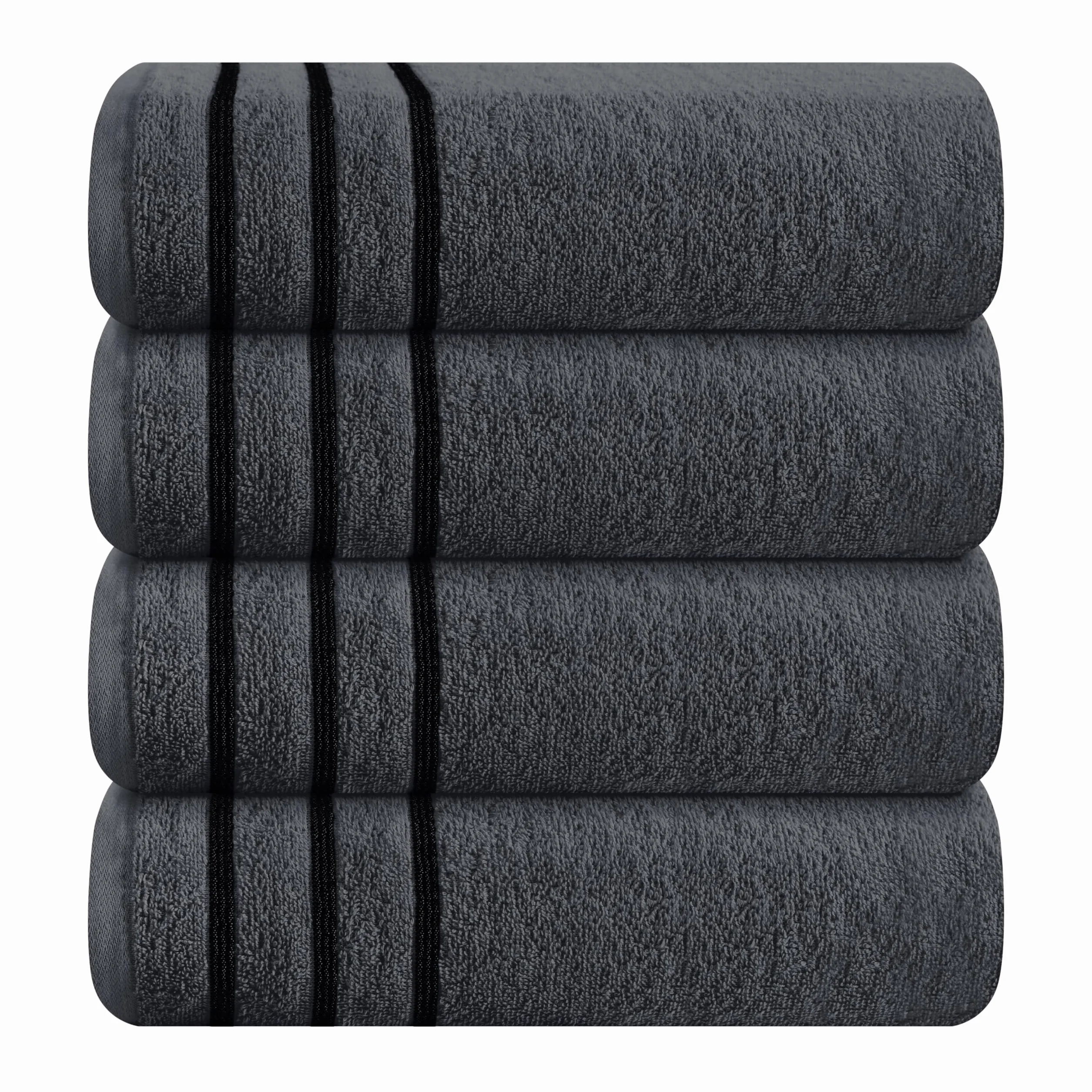 MyOwn Juego de 4 toallas de baño ultrasuaves de gran tamaño de 27 x 54 pulgadas, toallas de baño 100% algodón, altamente absorbentes, compactas, de secado rápido y ligeras, ideales para gimnasio,