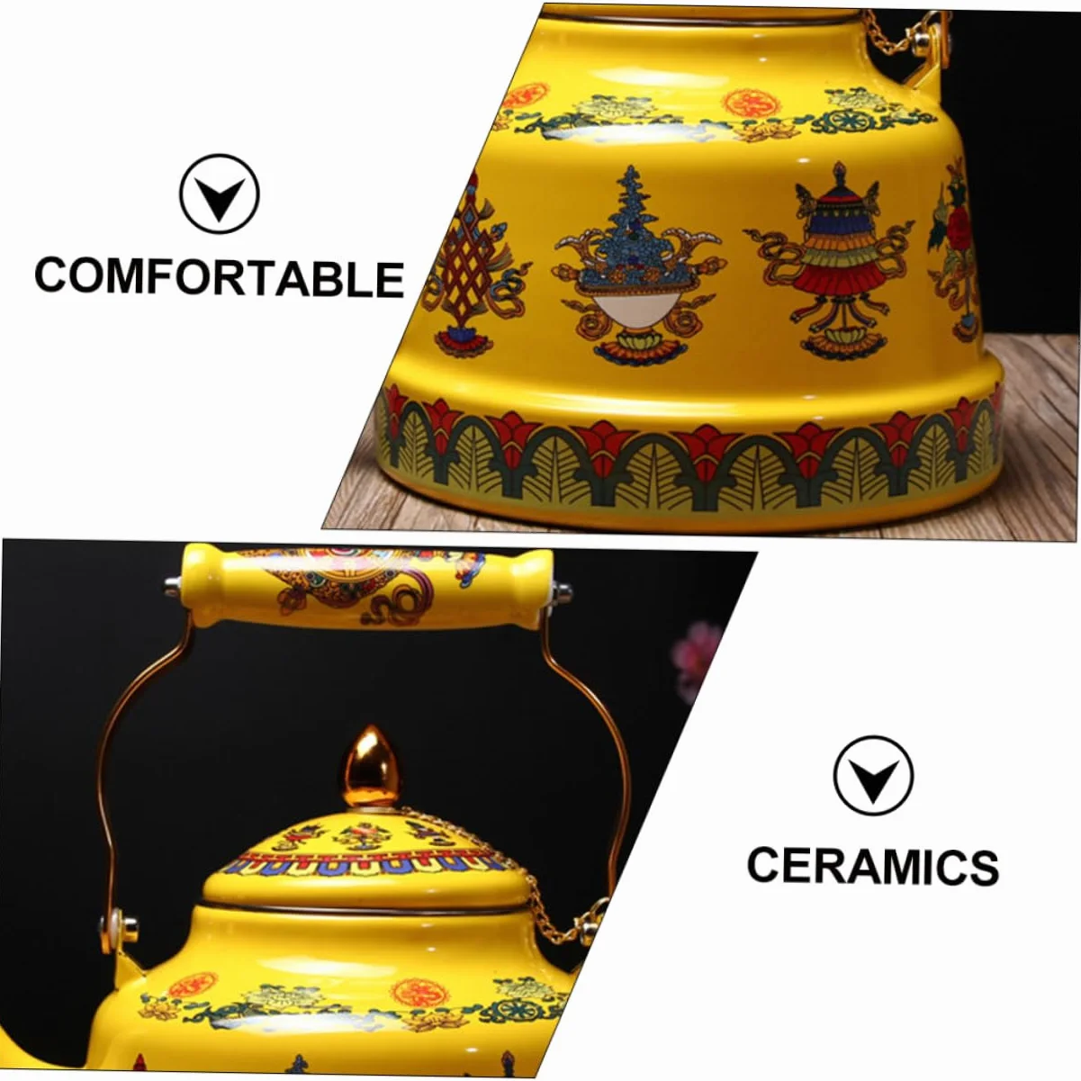 Cabilock Tetera Esmaltada para Uso Doméstico Protección contra Quemaduras, Estilo Artístico y Capacidad Adecuada para Aficionados al Té en Casa u Oficina