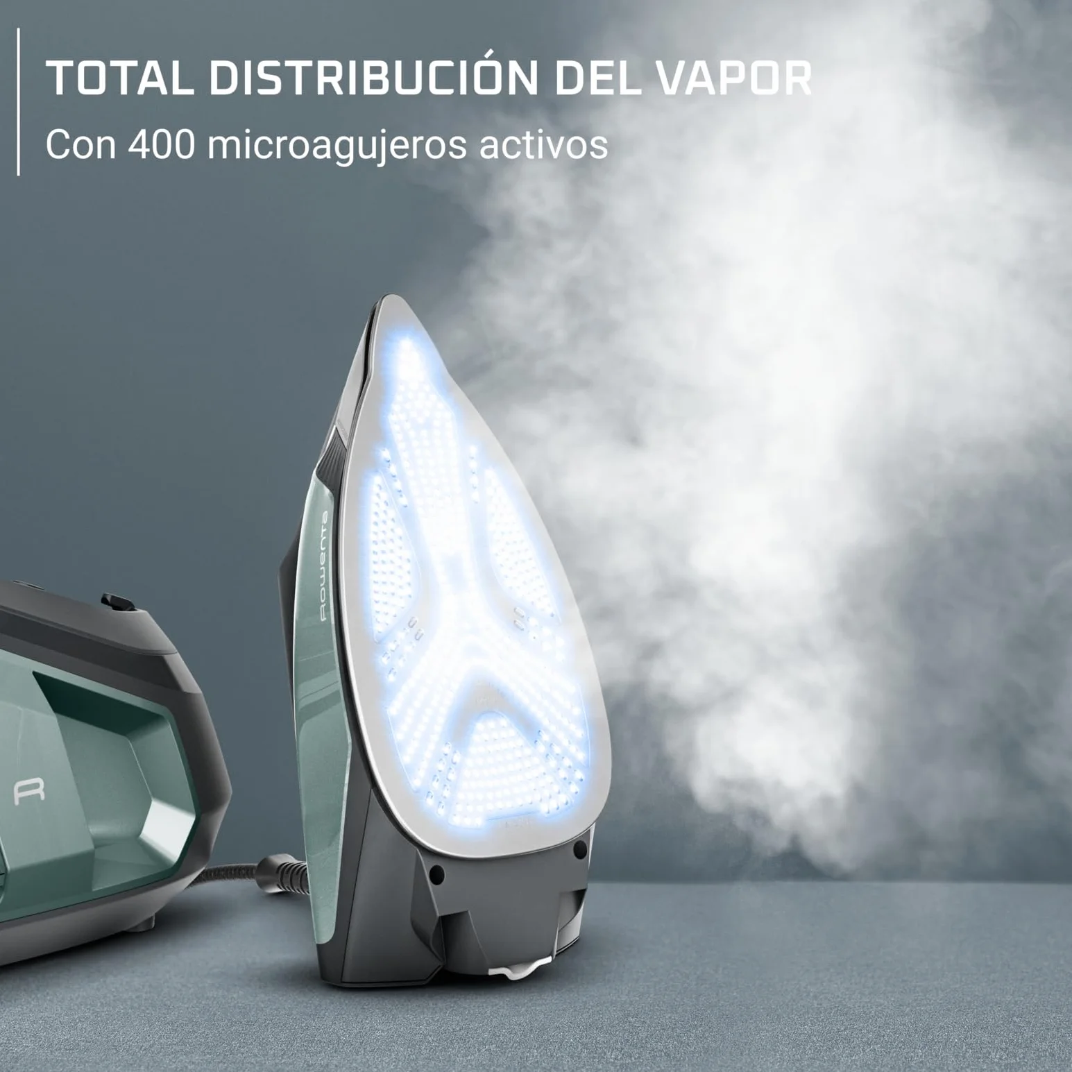 Rowenta Force Pro 500, Centro de planchado, 7,5 Bares, Golpe de vapor de 550 g/minuto, Tecnología Quicksteam, Ahorra energía, 2 modos ECO y MAX, Eucalipto y negro, VR9042F0