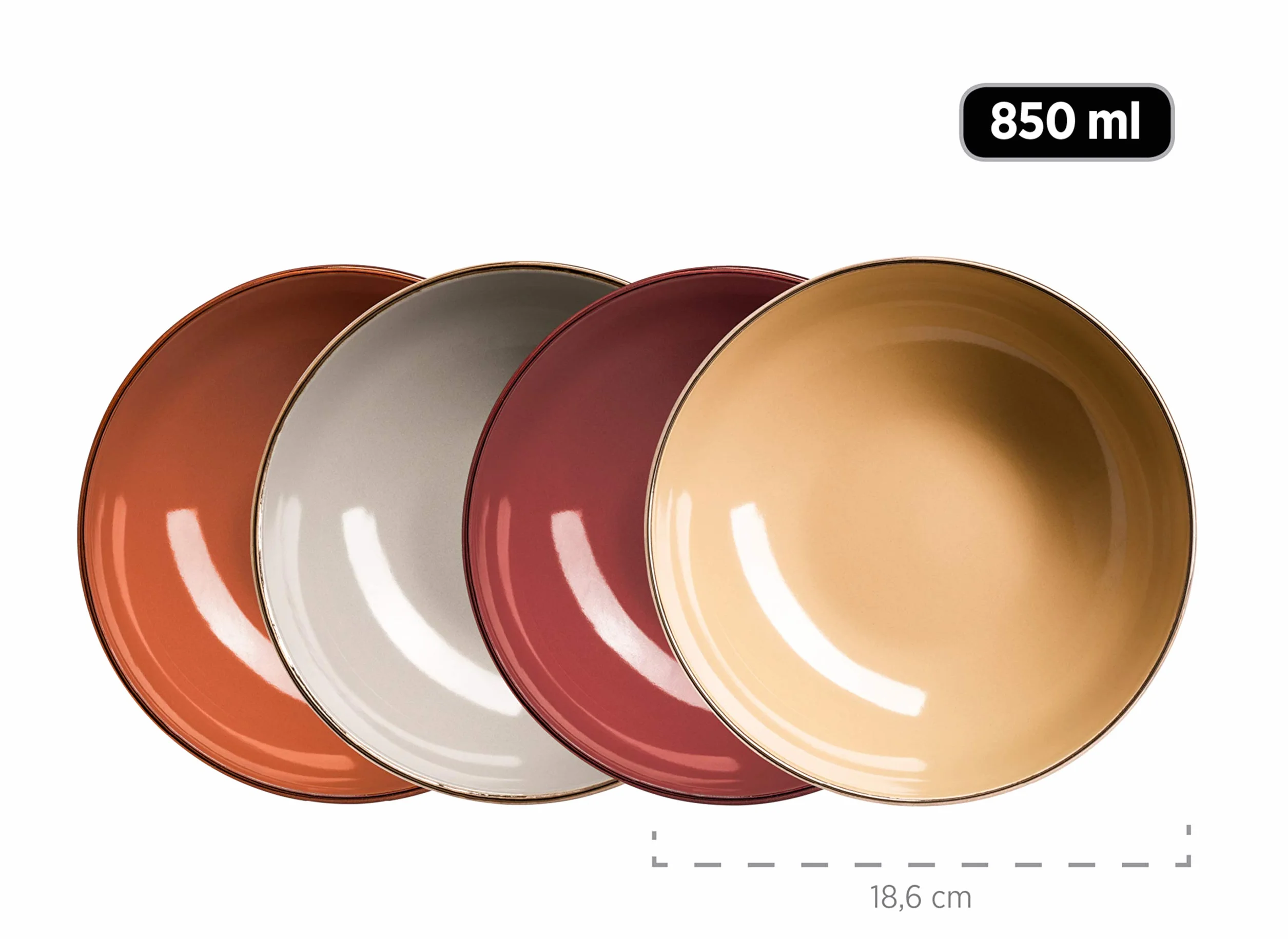 MÄSER Juego combinado, gres, Metallic Rim, rojo, marrón, naranja, beige.