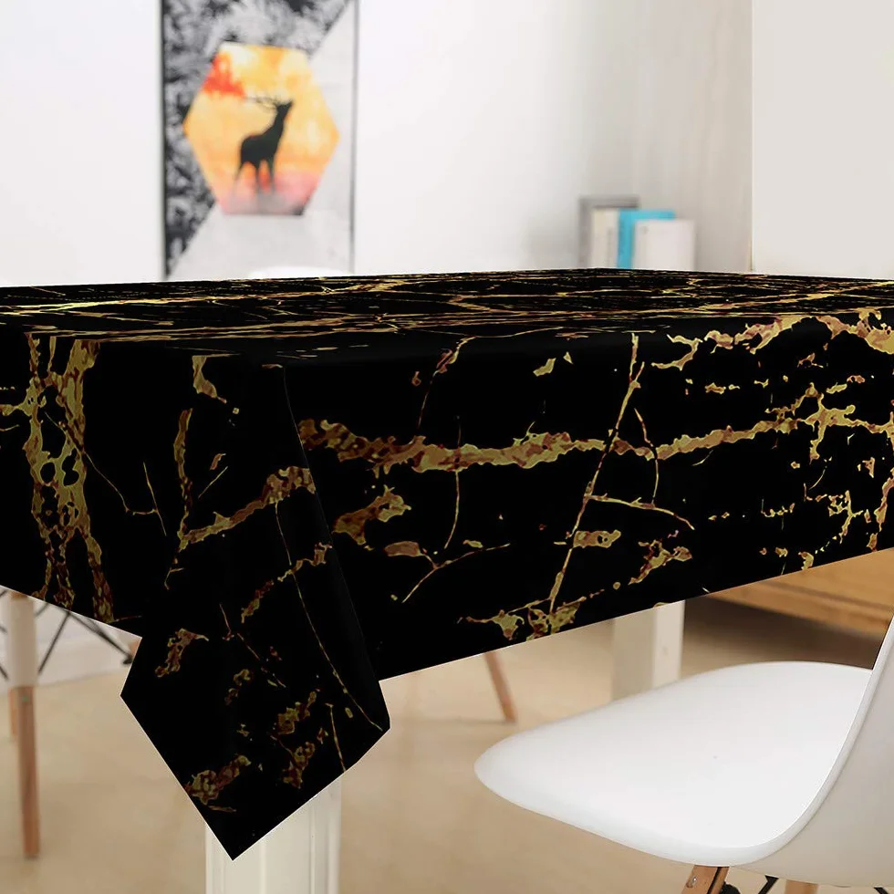 Mantel rectangular impermeable antimanchas de fácil cuidado moderno con estampado de mármol, tela de poliéster para el hogar, cocina, jardín, 140 x 200 cm (A)