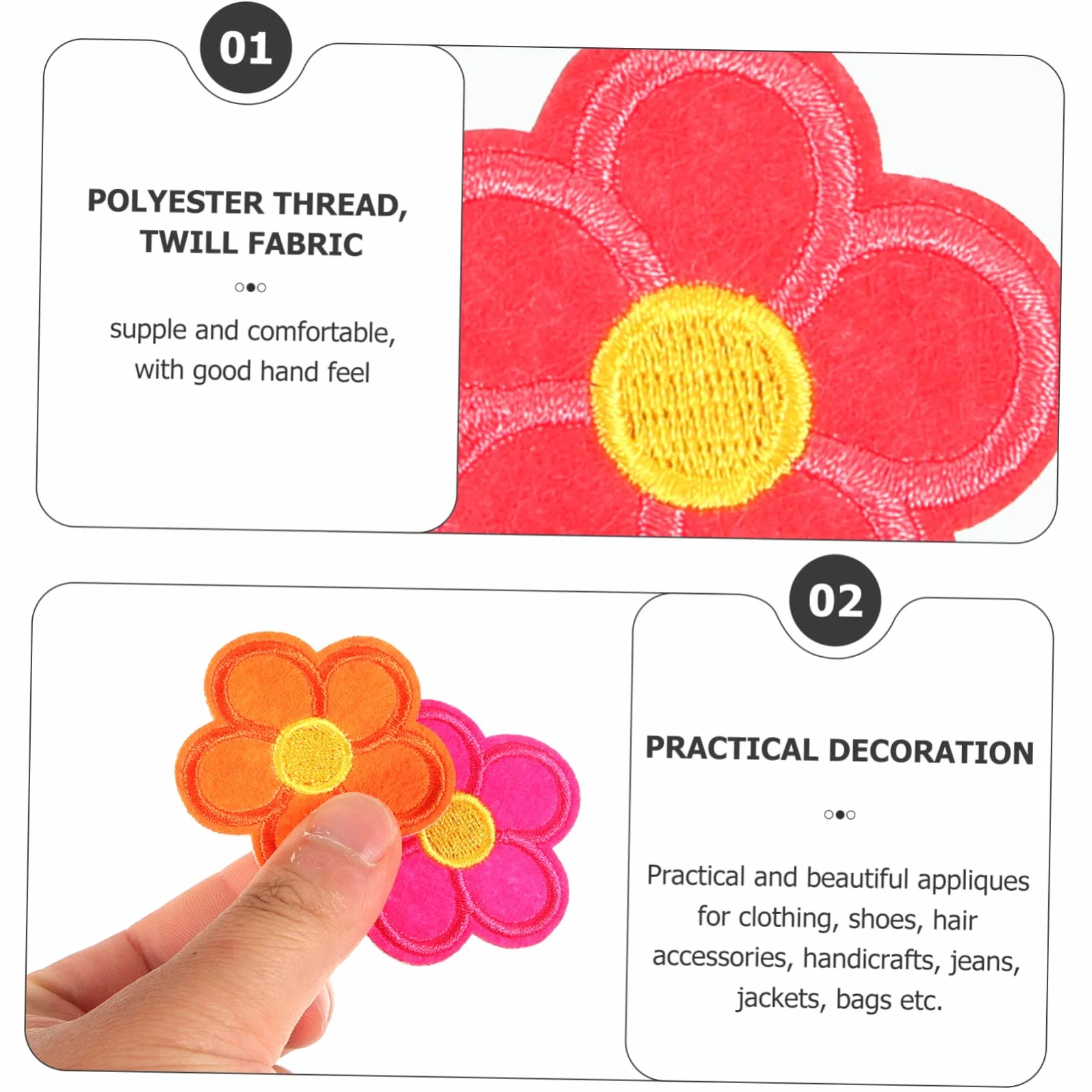 Adornos para Ropa, Parches Bordados de Tela Flores, 60 Parches for Reparar y Decorar