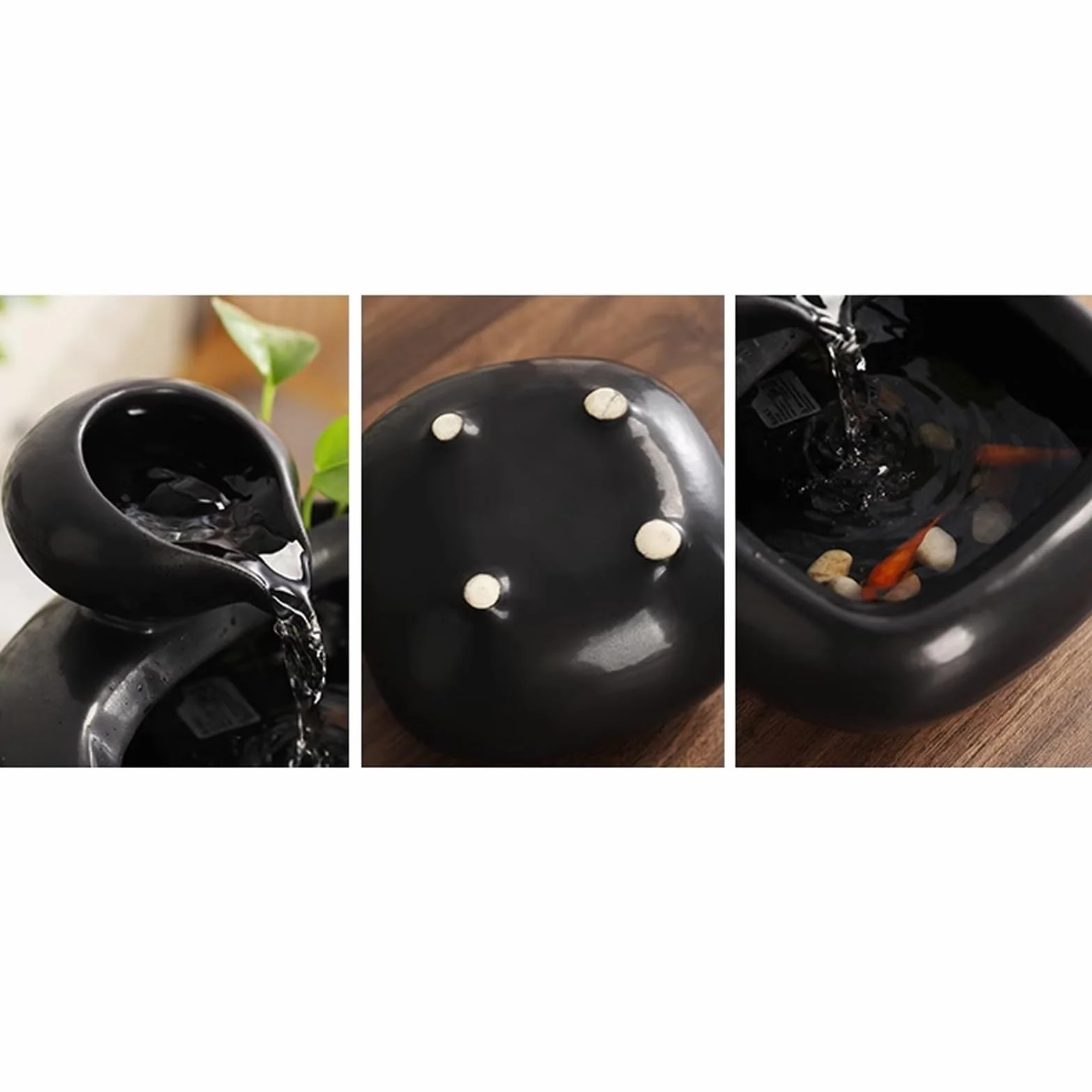 Fuente de sobremesa Fuente de Escritorio de cerámica for circulación de Agua, invitación de Riqueza, decoración de Oficina, Mesa de té, pequeña decoración Cascada de Interior(Blanco)