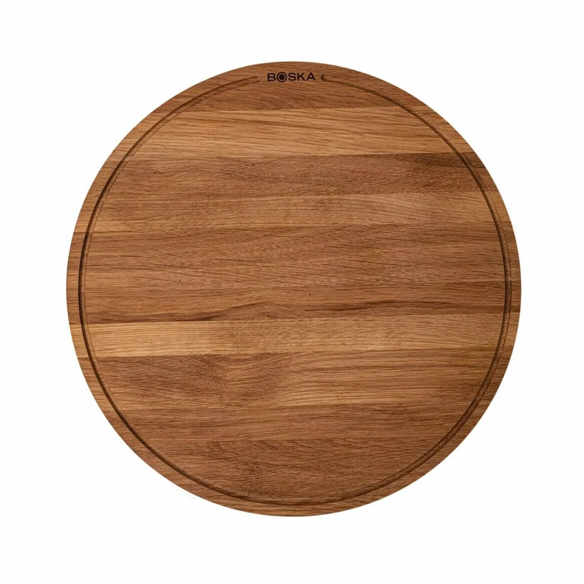 BOSKA Tabla de pizza Friends XXL - Plato de pizza de madera de roble - Diámetro: 47 cm - Plato de pizza redondo con bandeja de recogida práctica - También apto para desayuno, almuerzo y