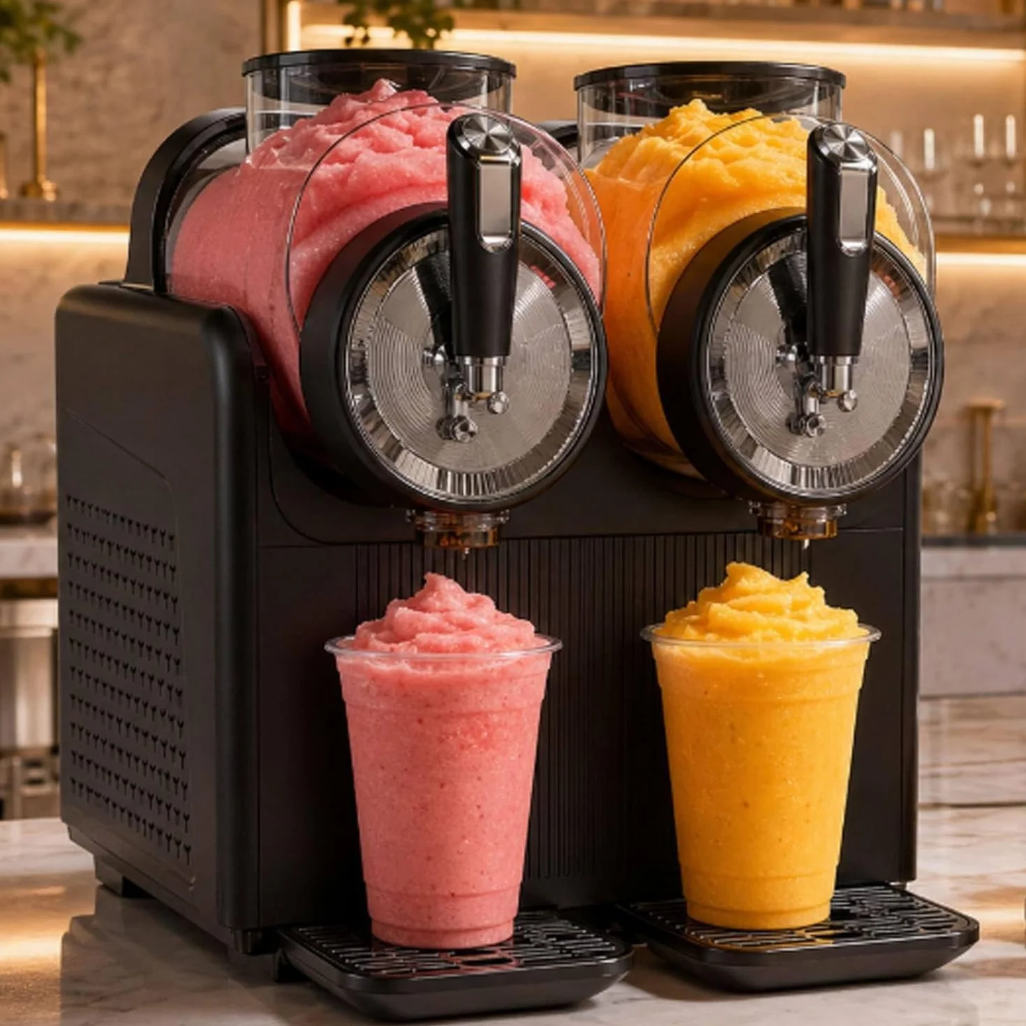 Máquina de granizados de 430 W, 2 L con temperatura ajustable, pantalla LED, limpieza automática para helados, frappés, batidos, margaritas