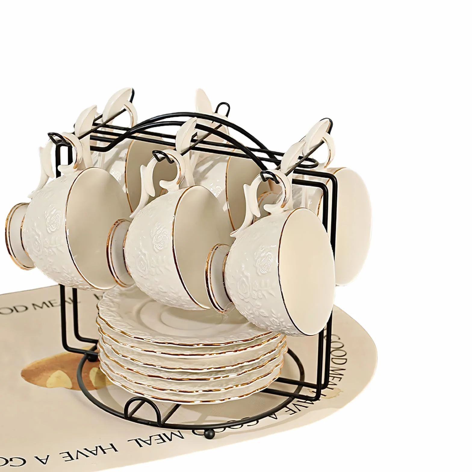 18 Tazas De Té De Porcelana Vintage Con Platillos Y Cucharas - Juego De Té De Porcelana Europea De 200 Ml - Juego De Café/Té - Regalos Para Mujeres,La Tarde, Bodas Y Fiestas