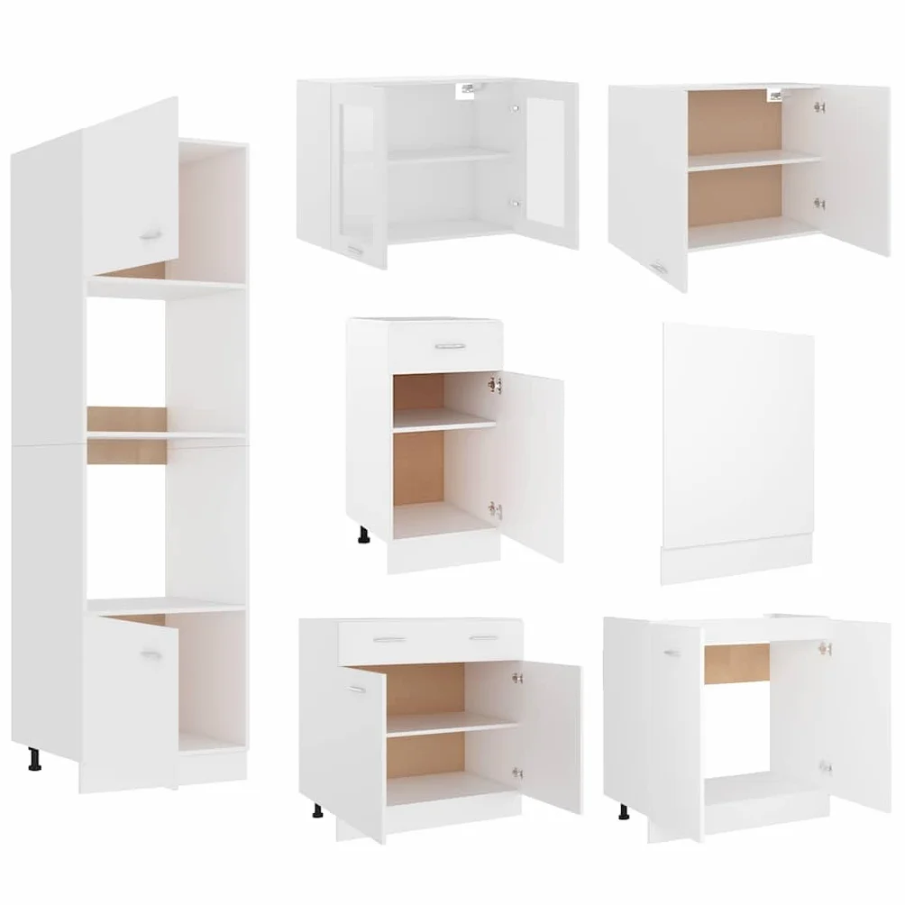 vidaXL Conjunto de armarios de Cocina de 7 Piezas Lyon de Madera de ingeniería Blanca