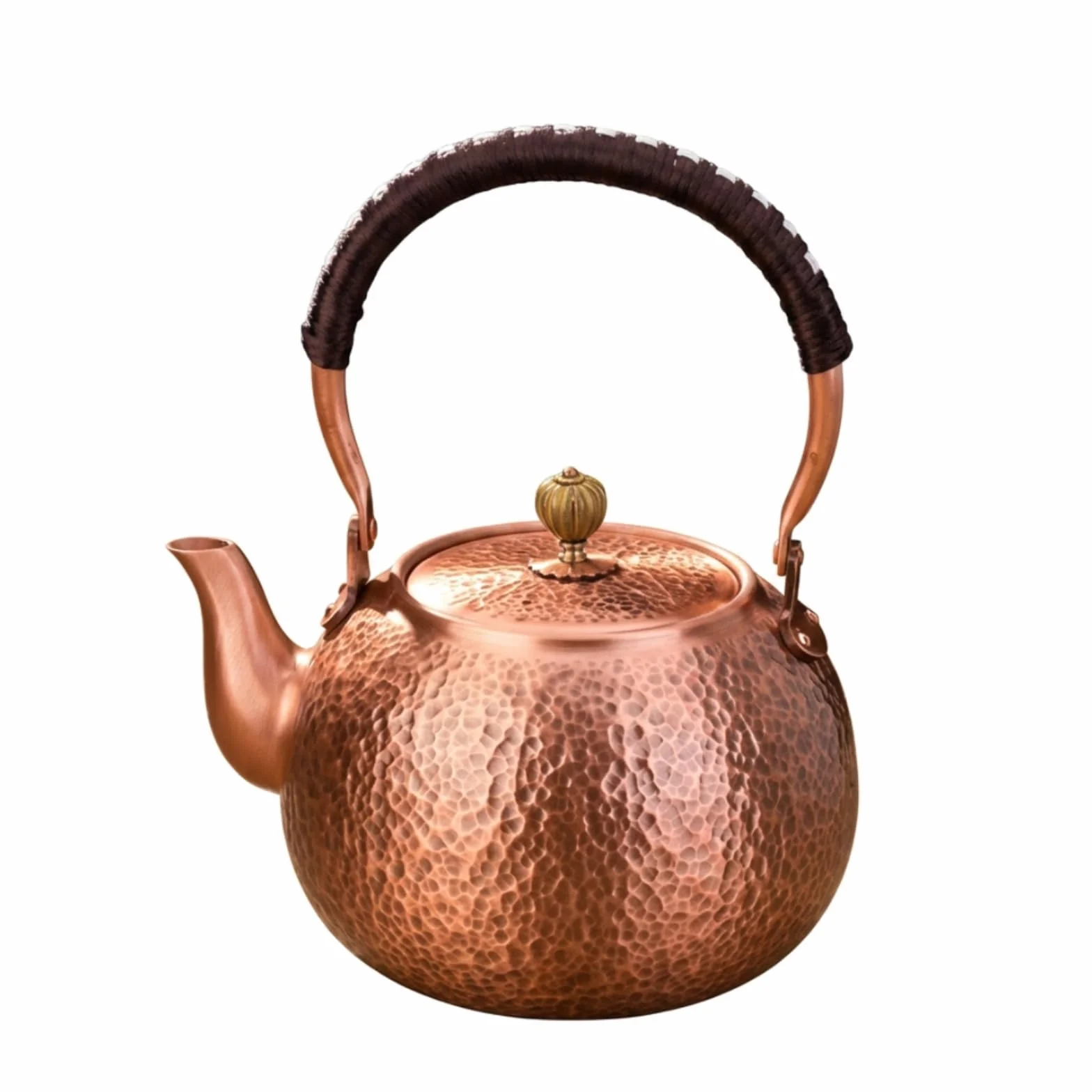 Tetera Cobre Martillado Tetera Artesanal a Mano Vajilla para Aficionados Al Té, Coleccionistas, Cocina, coración, 1420ml, Cobre Púrpura Con Patrón Martillado