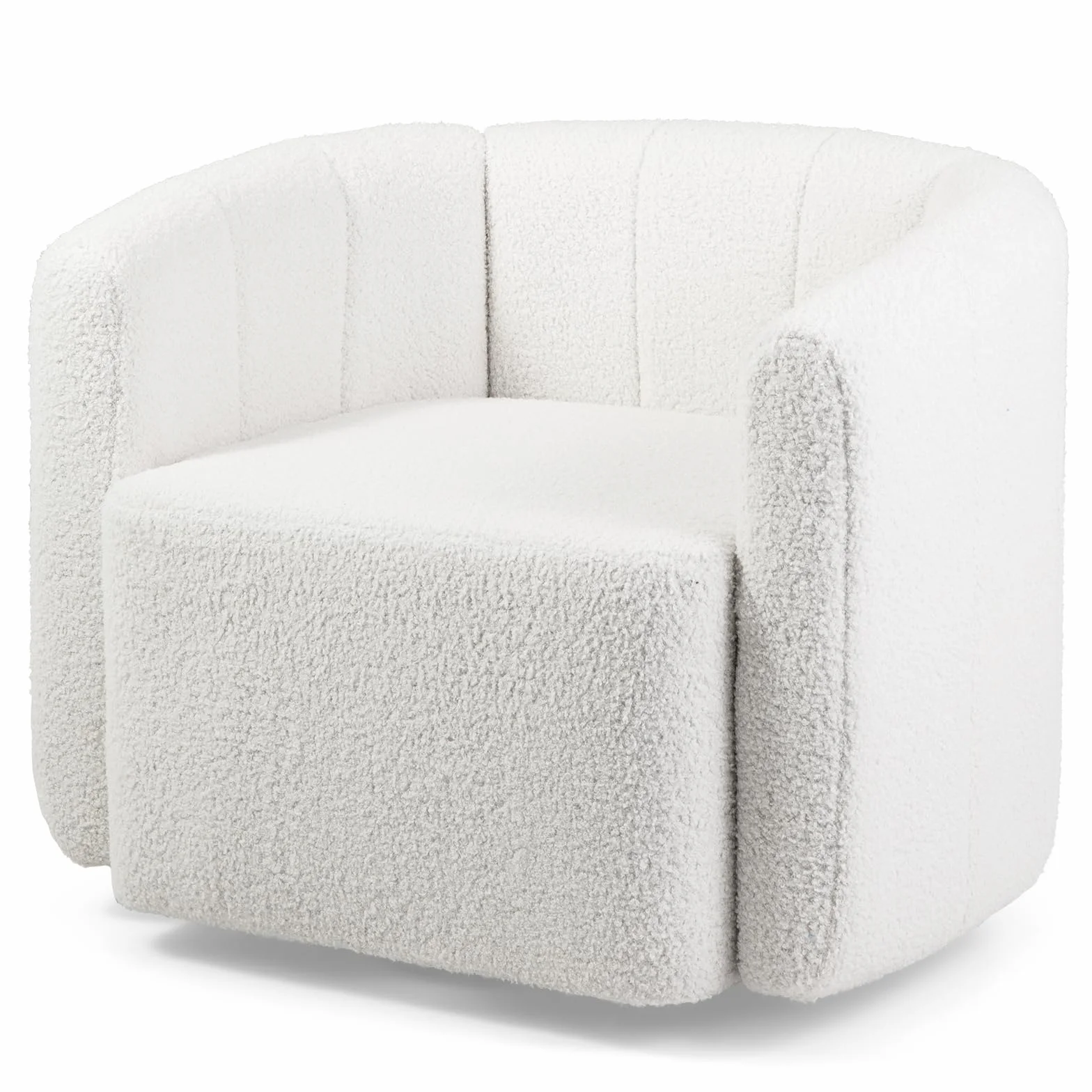 HOMASIS Sillón de salón moderno acolchado con reposabrazos, silla auxiliar giratoria de 360°, sofá perezoso carga 160 kg para salón, dormitorio, oficina, blanco