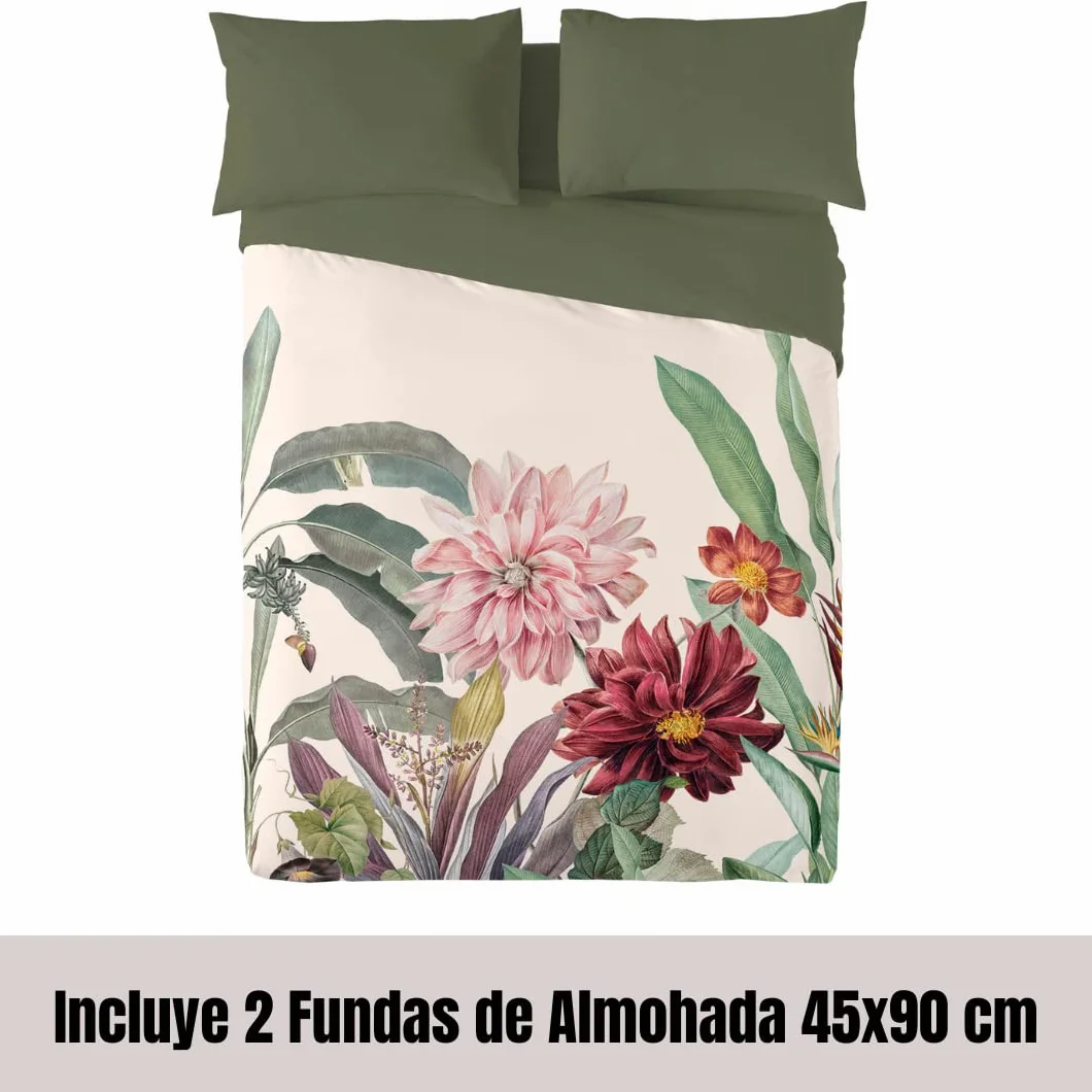 NATURALS Funda Nórdica Cama 150 Mirelle, Funda de 100% Algodón Suave para Edredrón 240x220 cm con 2 Fundas para Almohada 45x90 cm (3 Piezas)