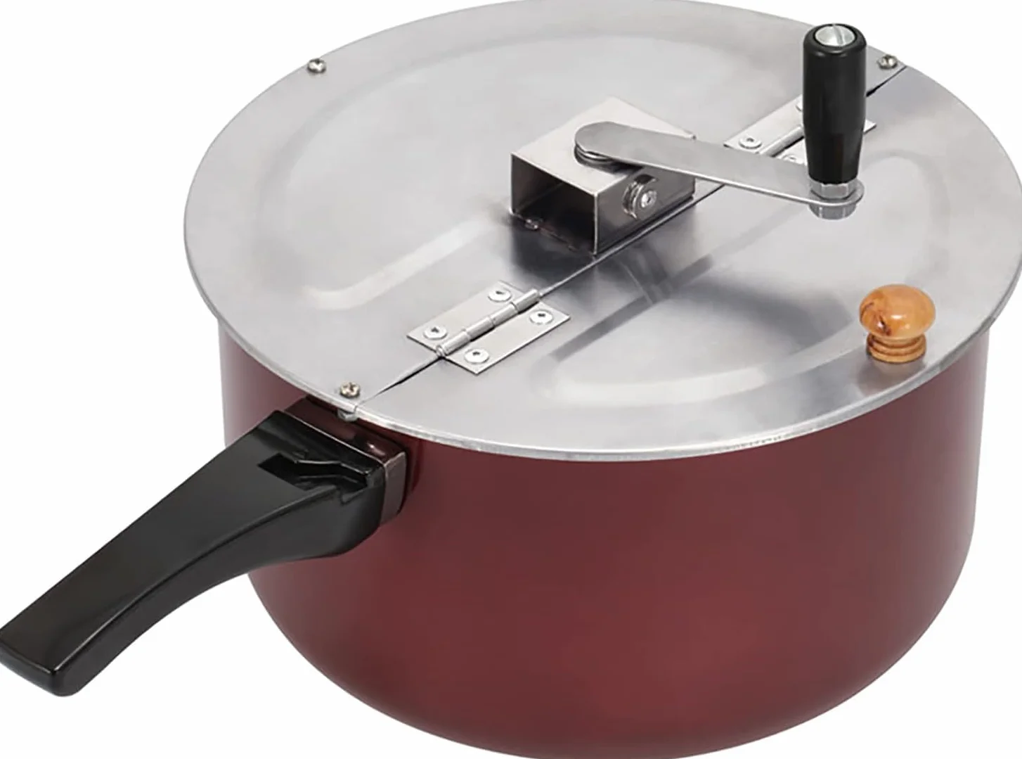 Máquina de palomitas de maíz para el hogar, olla de palomitas de maíz antiadherente de manivela a mano con mango antiquemaduras, tapa extraíble, varilla de agitación gruesa, cocina de inducción