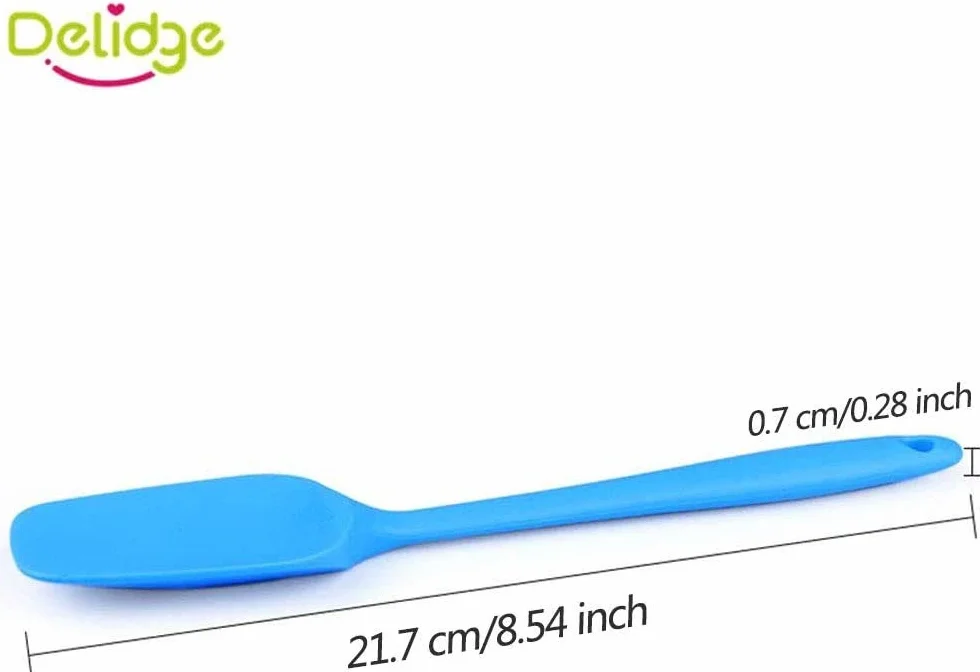Juego de espátulas de silicona de grado alimenticio, resistentes al calor, espátulas de goma pequeñas, 4 espátulas de silicona antiadherentes, para hornear, curvadas, multicolor (21,7 cm)