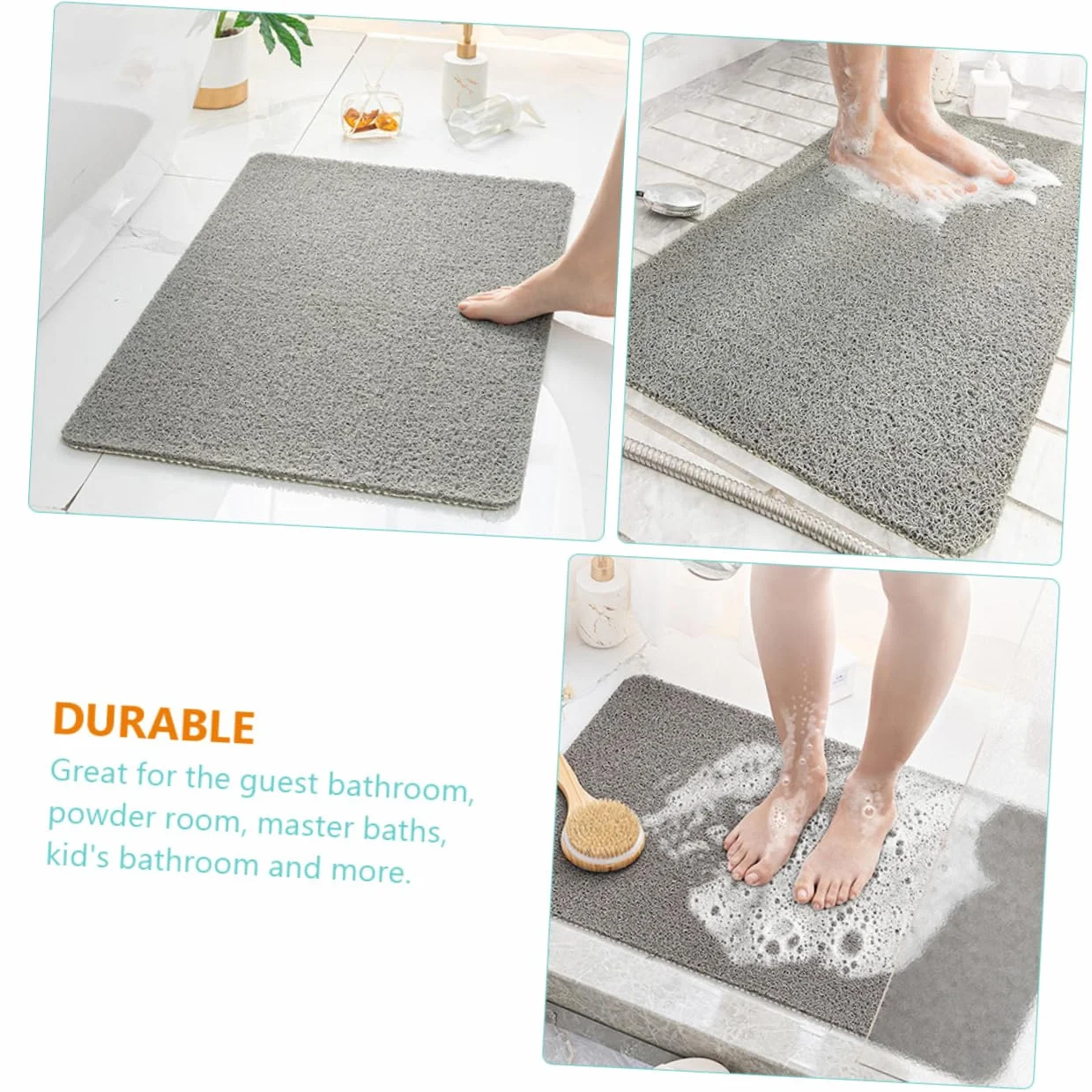 Cabilock Alfombra de Baño Antideslizante Alfombra de Suelo de PVC Tacto Suave Lavable en Máquina para Baño Cocina y Entrada