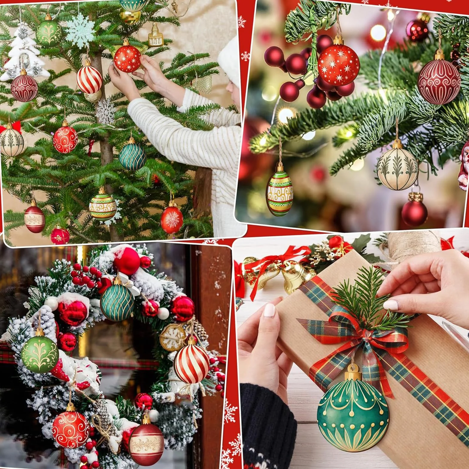 Adornos Arbol Navidad Bola de Madera Set Decoracion Navidad con Soga