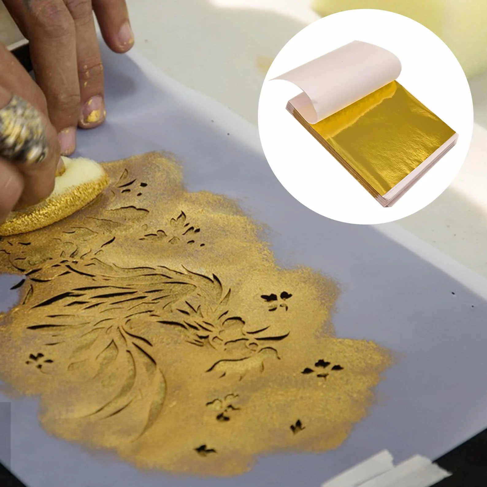 Hojas de oro imitación 8,5 x 8 cm 100 hojas para manualidades
