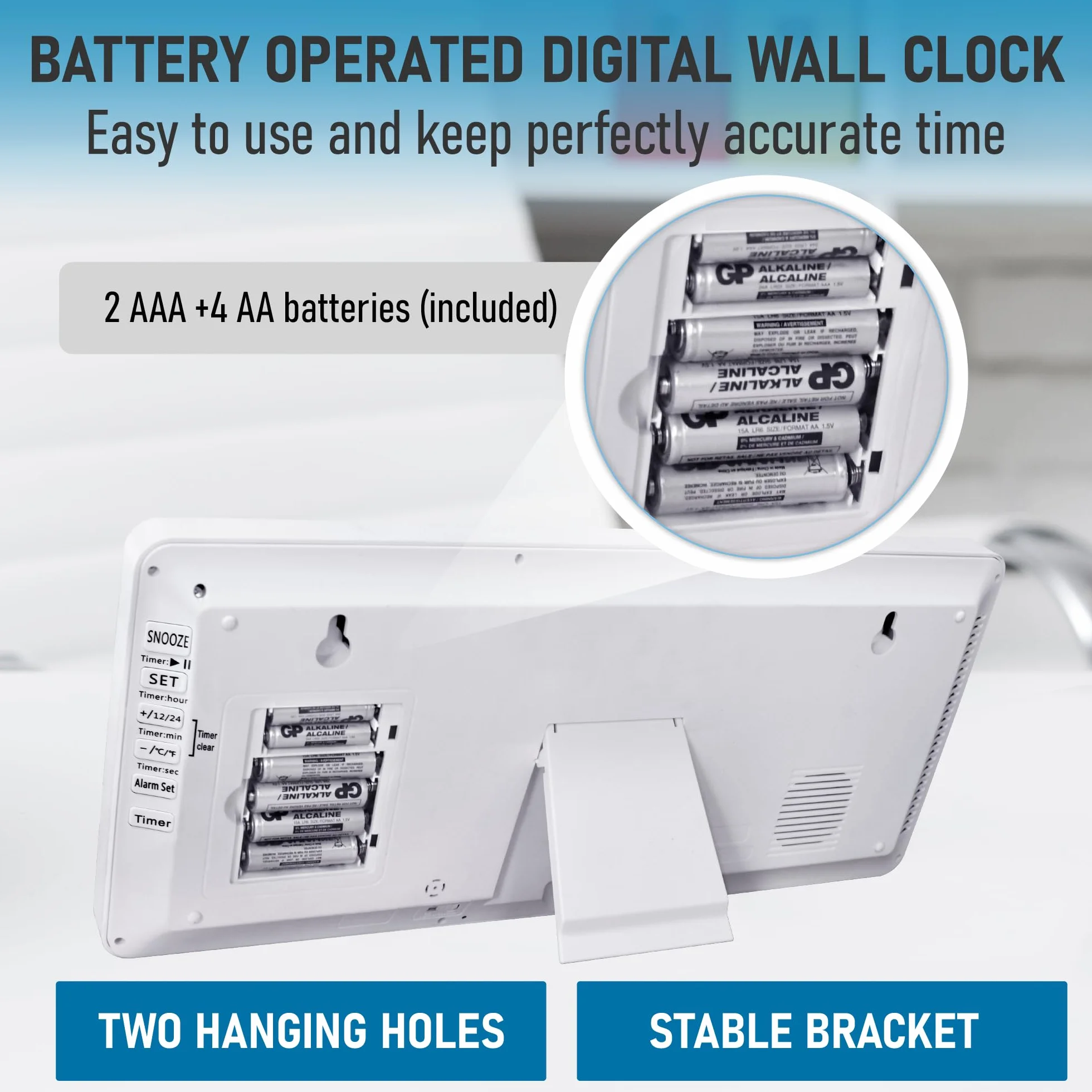 TXL Reloj de Pared Digital Grande con luz de Fondo, Reloj Despertador de 14.2 Pulgadas con día, Fecha y Temperatura, Pantalla Jumbo, Reloj Digital de Cuenta Regresiva para Personas Mayores, hogar