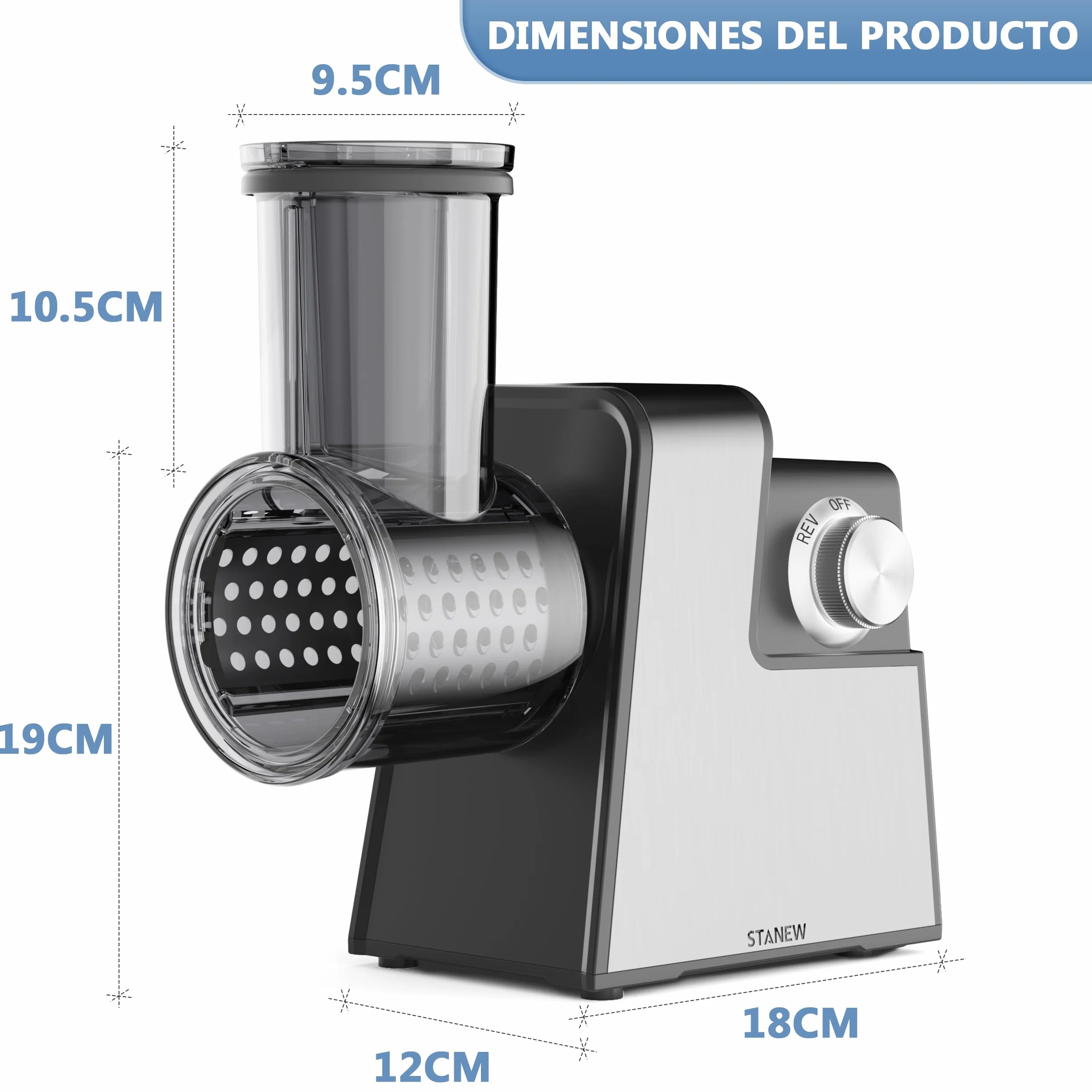 Picadora de carne eléctrica de 2500 W profesional con 5 cuchillas inoxidables, multifuncional, rallador, accesorio completo, diseño compacto para preparaciones caseras
