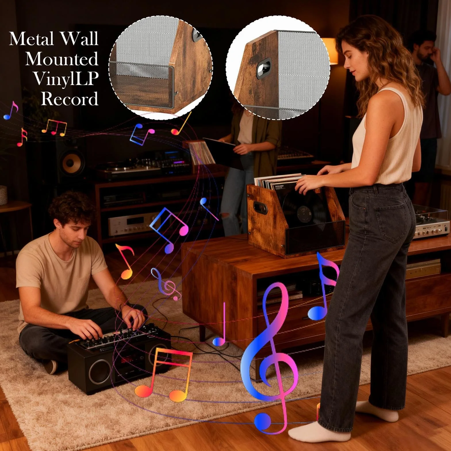 de Discos Organizador De Álbumes | Soporte De Discos Para Escritorio Para Sala Dormitorio Apartamento Garaje Armario Jóvenes Adultos Amantes Música