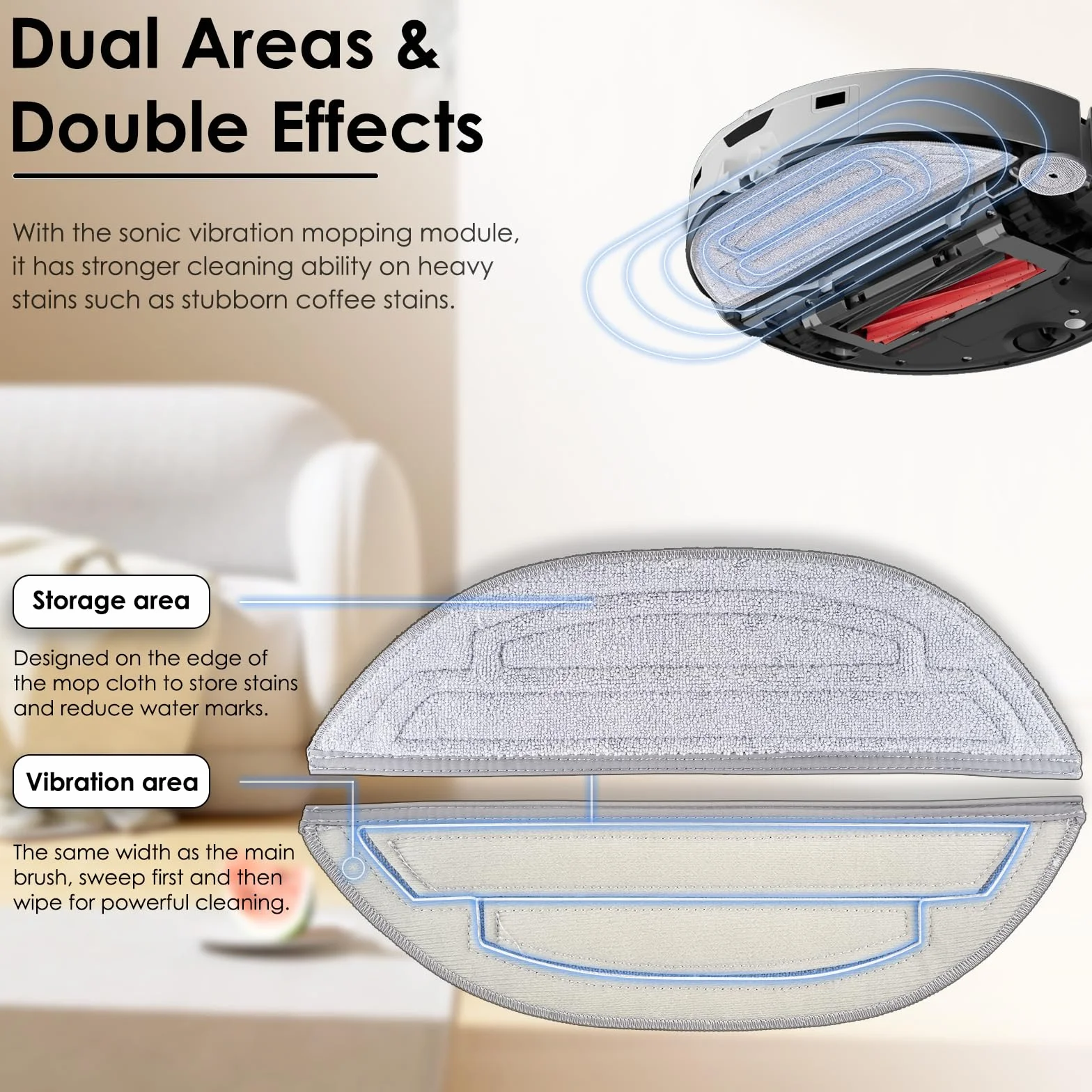 Almohadillas para fregona para Roborock S8 MaxV Ultra, S8 Max Ultra, VibraRise con módulos de vibración sónica dual, Edge